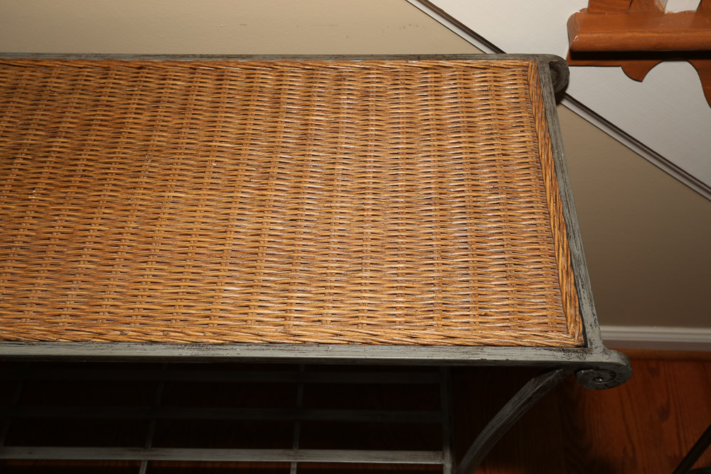 Woven Wood Top Sofa Table