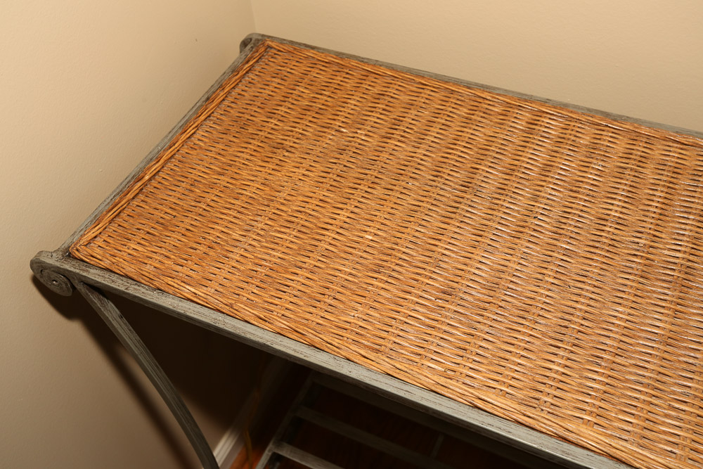 Woven Wood Top Sofa Table