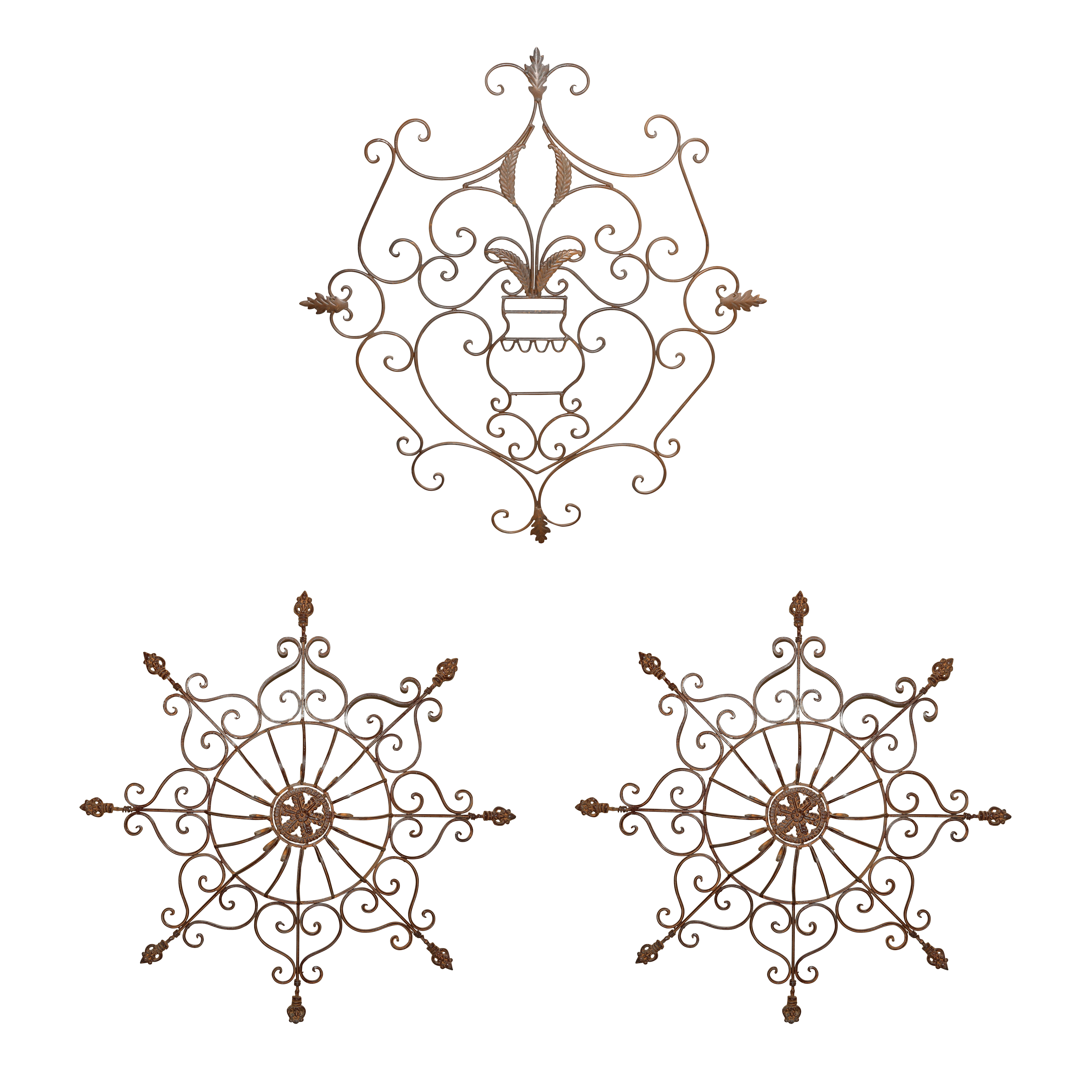 Contemporary Scrolled Metal Foliate Themed Wall Hangings