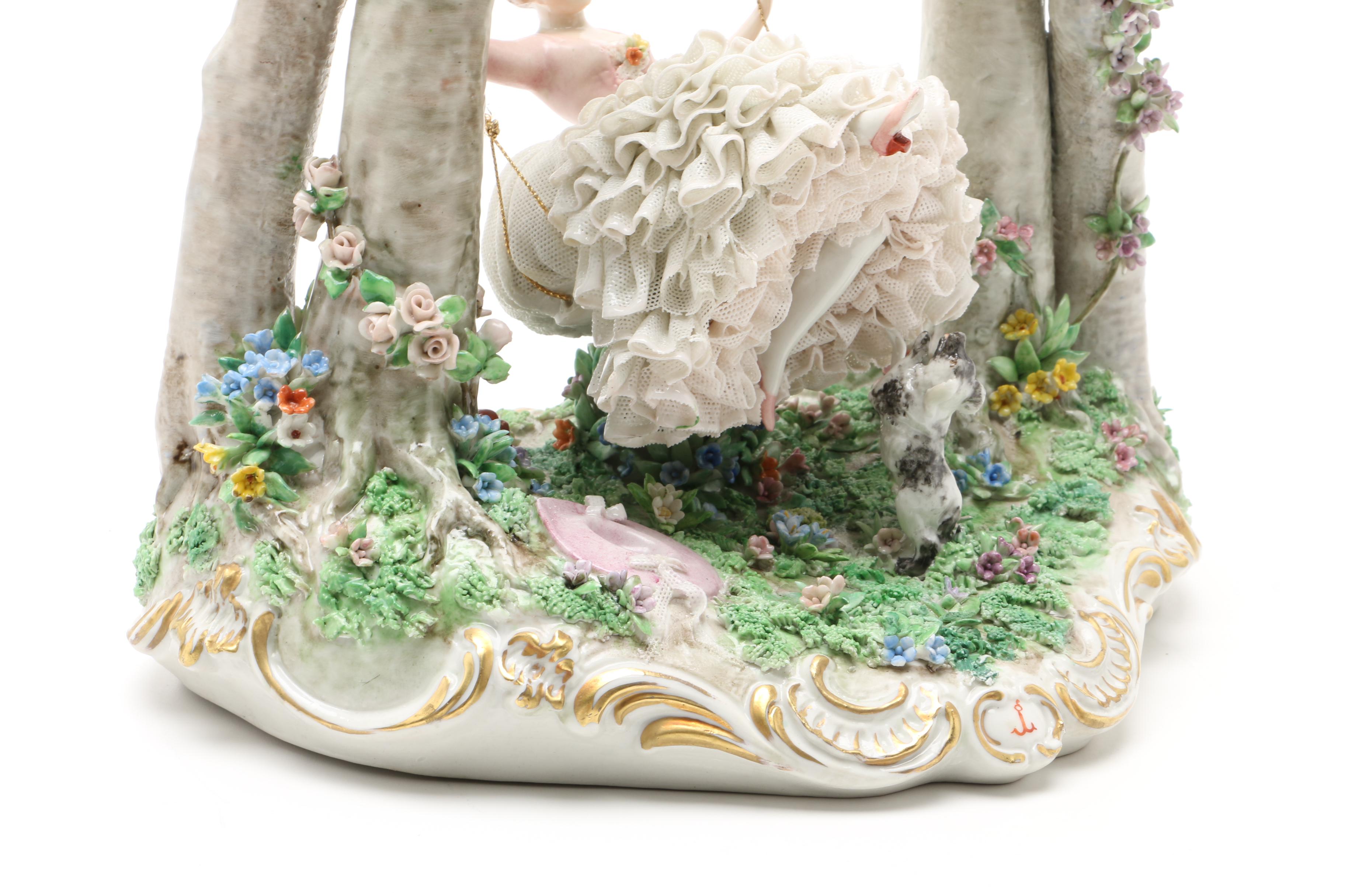 Luigi Fabris Limited Edition Porcelain Figural Girl on a Swing