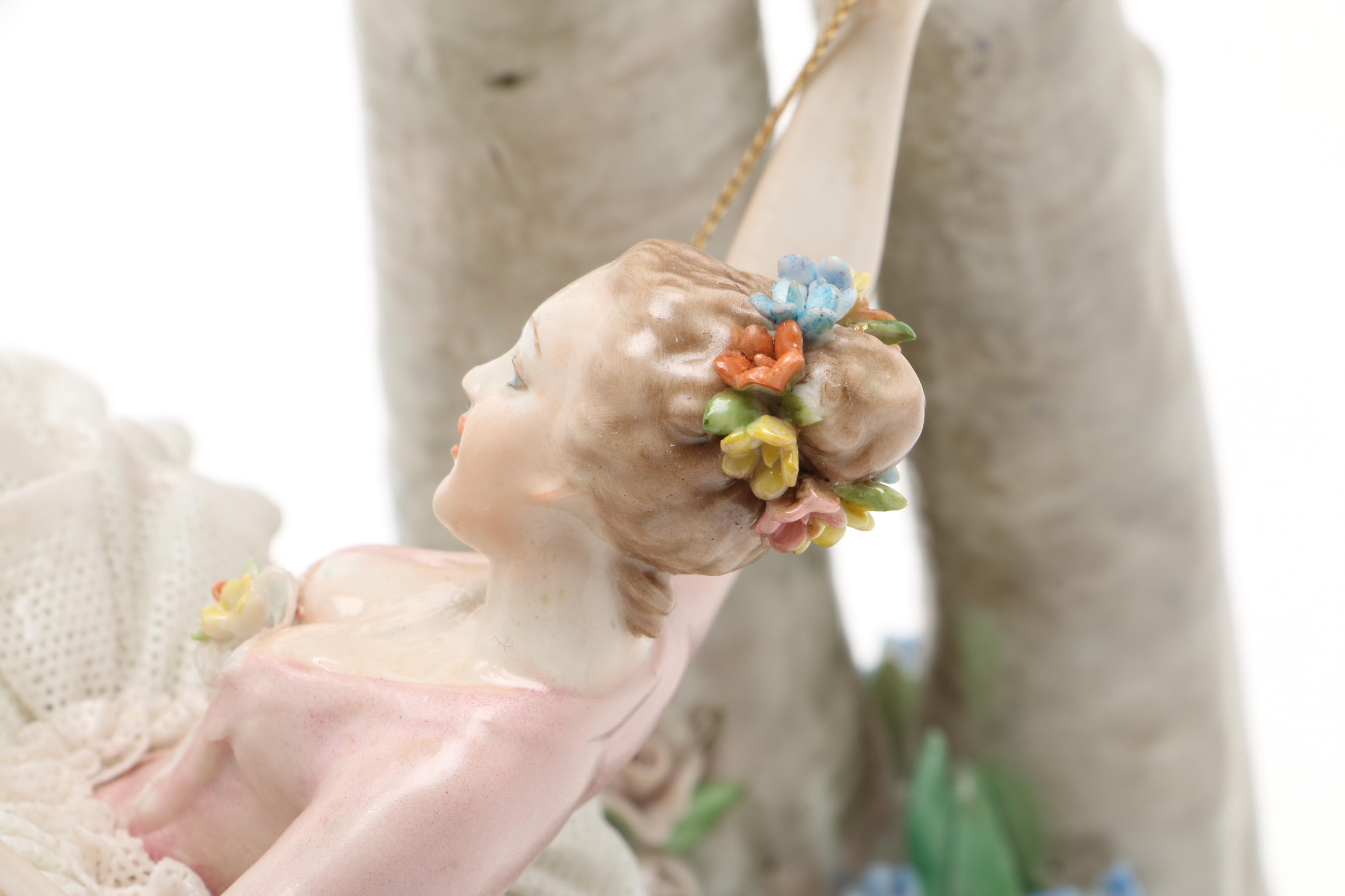 Luigi Fabris Limited Edition Porcelain Figural Girl on a Swing