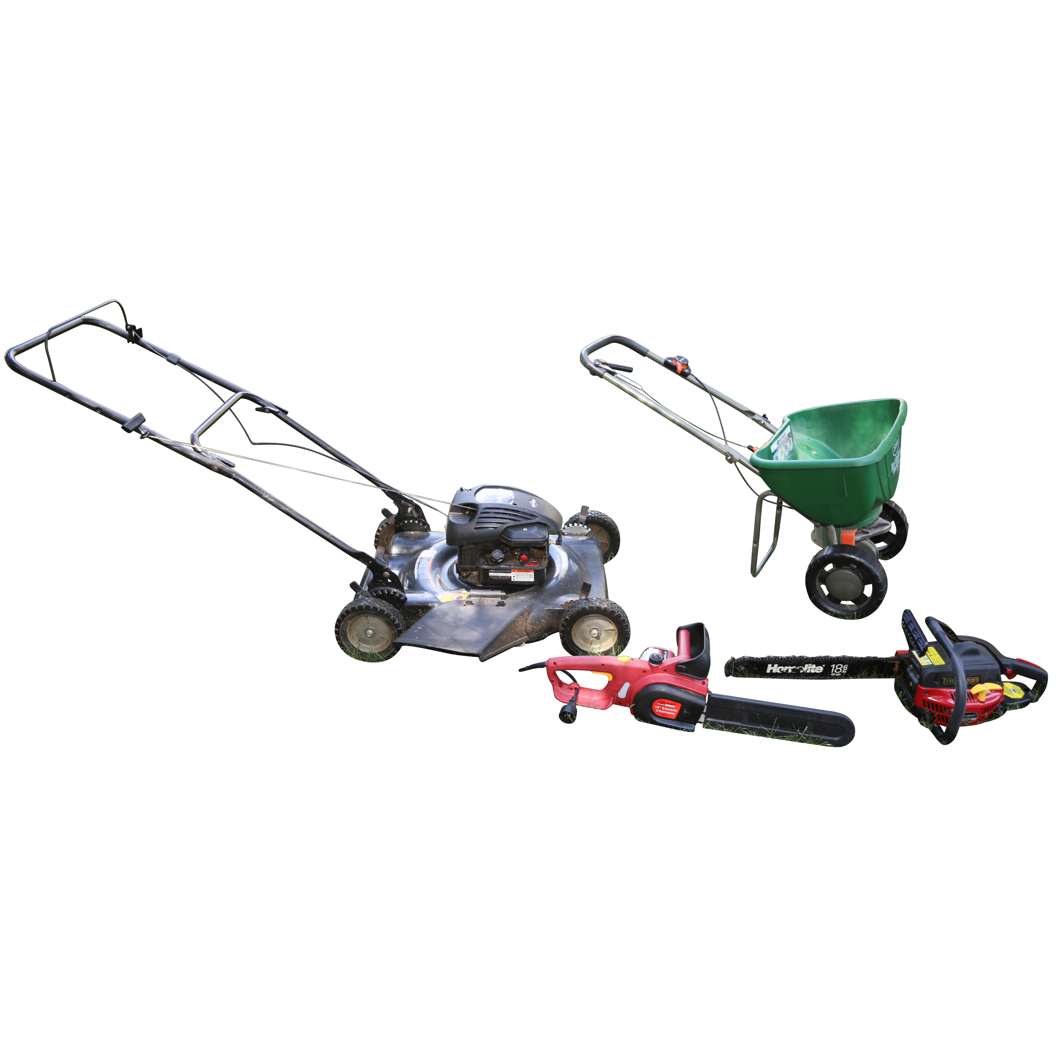 Murray Select 22" Gas Lawnmower with Chainsaws and Scotts Spreader