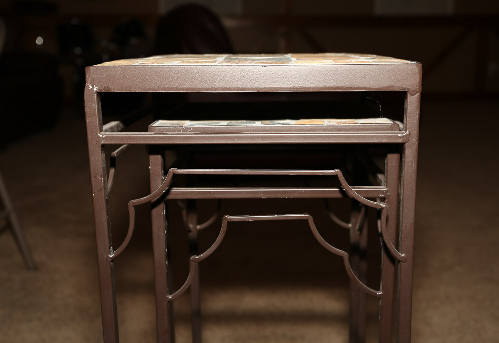 Tile Top Nesting Table Pair