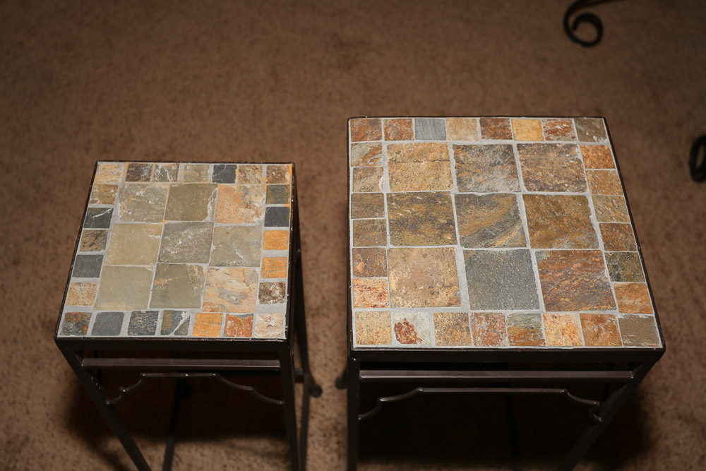 Tile Top Nesting Table Pair