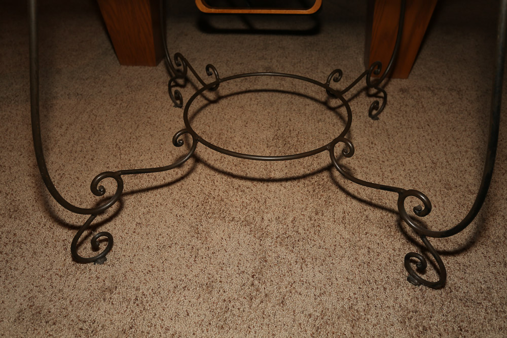 Contemporary Wooden and Metal Accent Table with Woven Top Panel