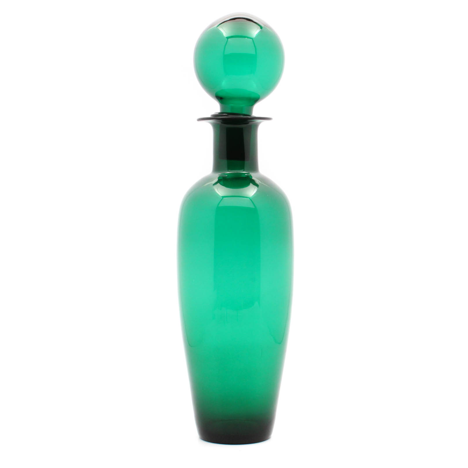 Blenko Handblown Emerald Glass Floor Vase with Stopper