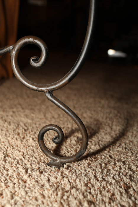 Contemporary Wooden and Metal Accent Table with Woven Top Panel