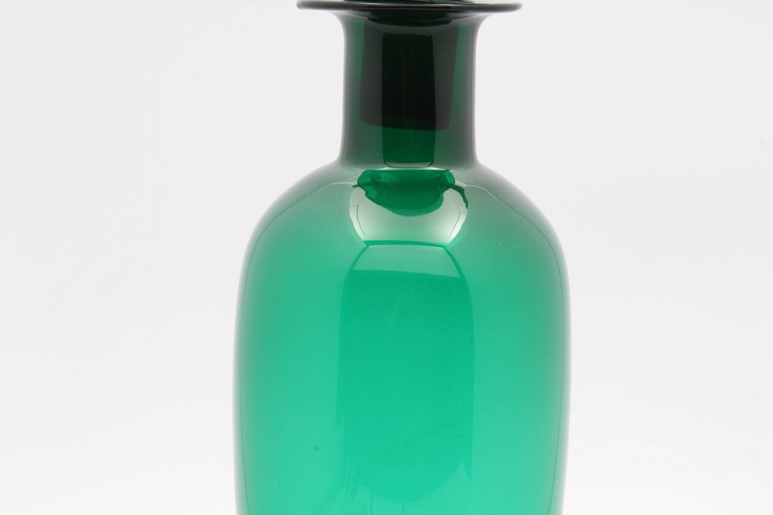 Blenko Handblown Emerald Glass Floor Vase with Stopper