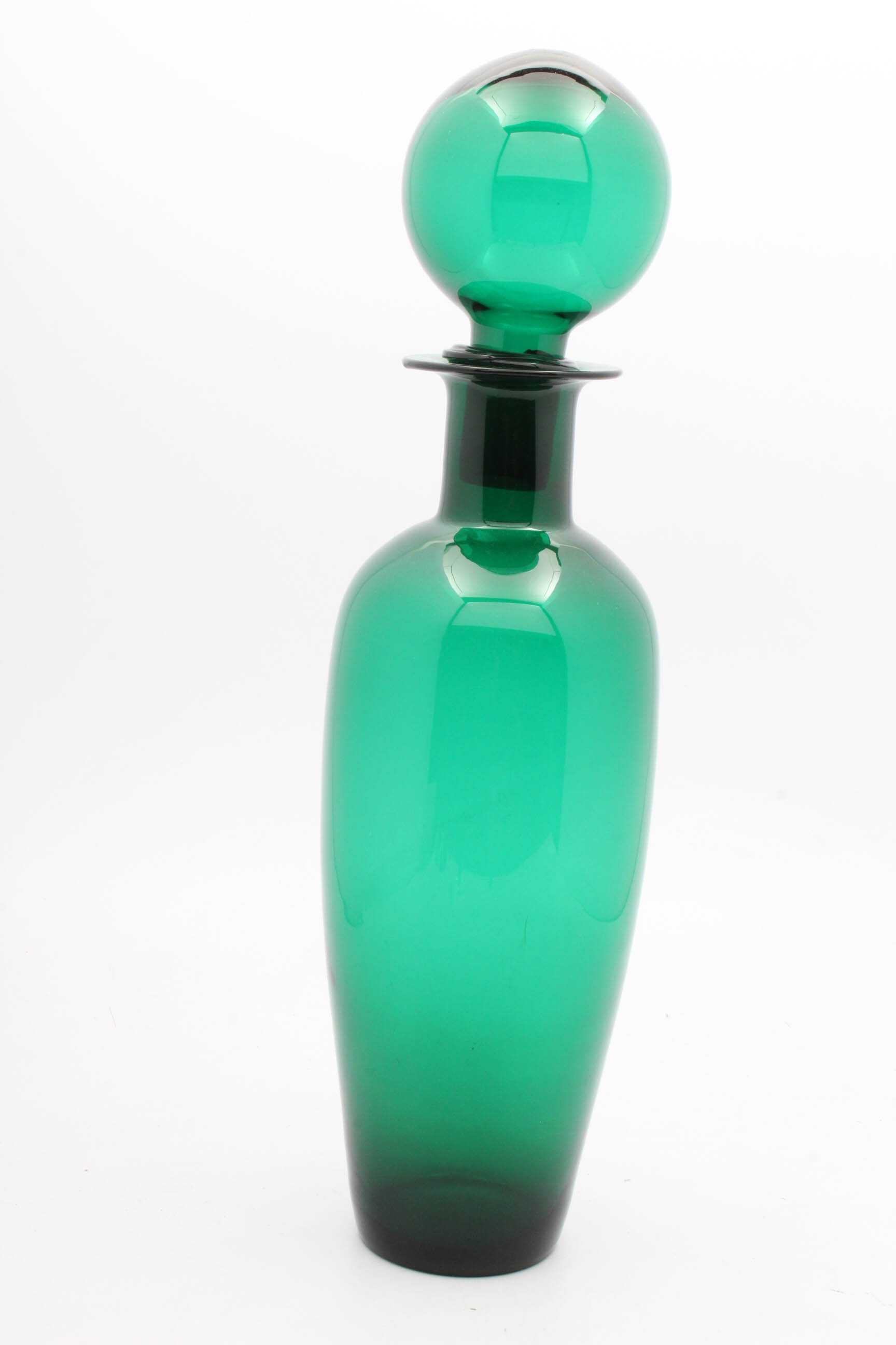 Blenko Handblown Emerald Glass Floor Vase with Stopper