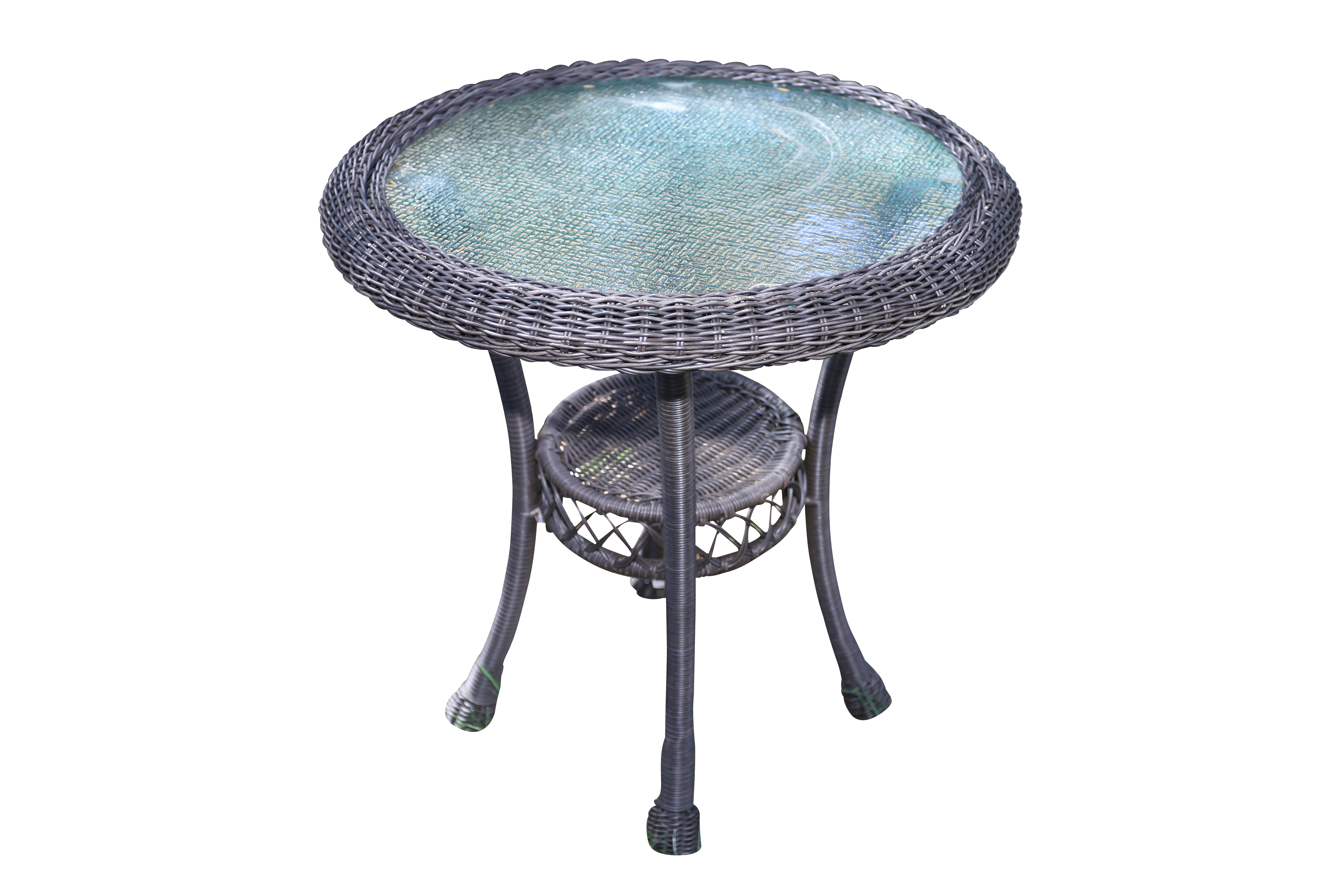 Resin Wicker Loveseat with Ottoman and Accent Table