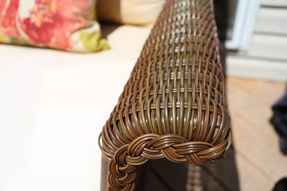 Resin Wicker Loveseat with Ottoman and Accent Table