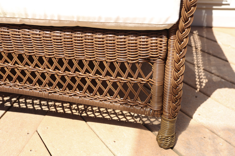 Resin Wicker Loveseat with Ottoman and Accent Table