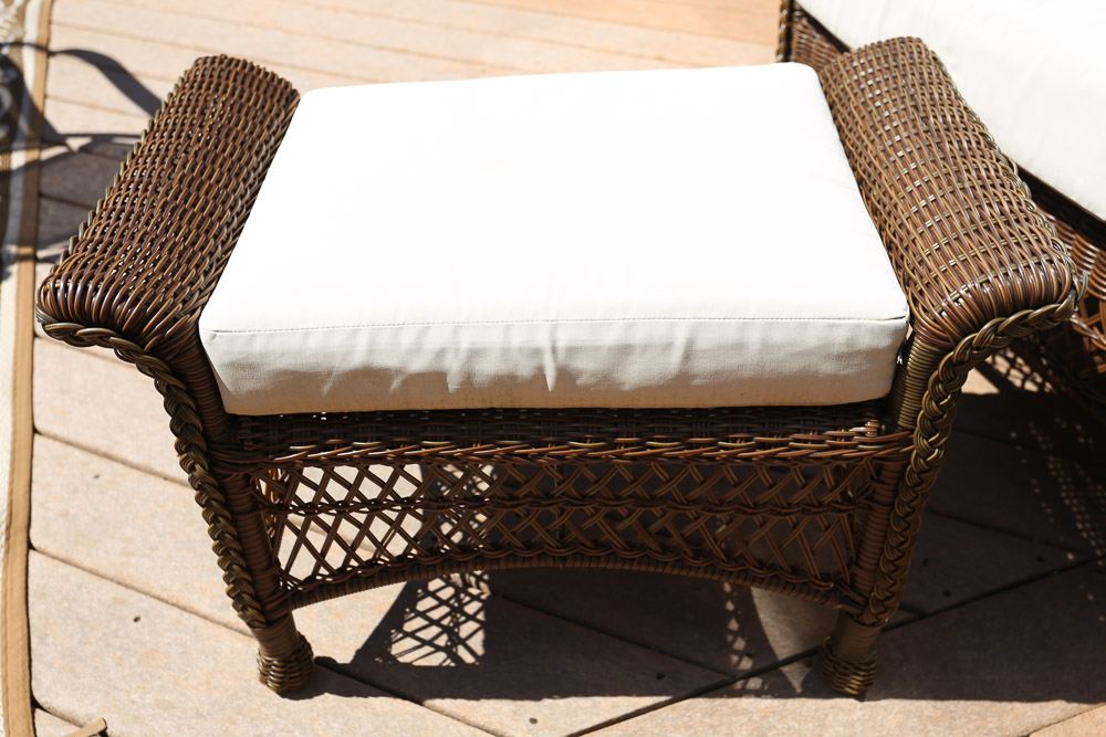 Resin Wicker Loveseat with Ottoman and Accent Table