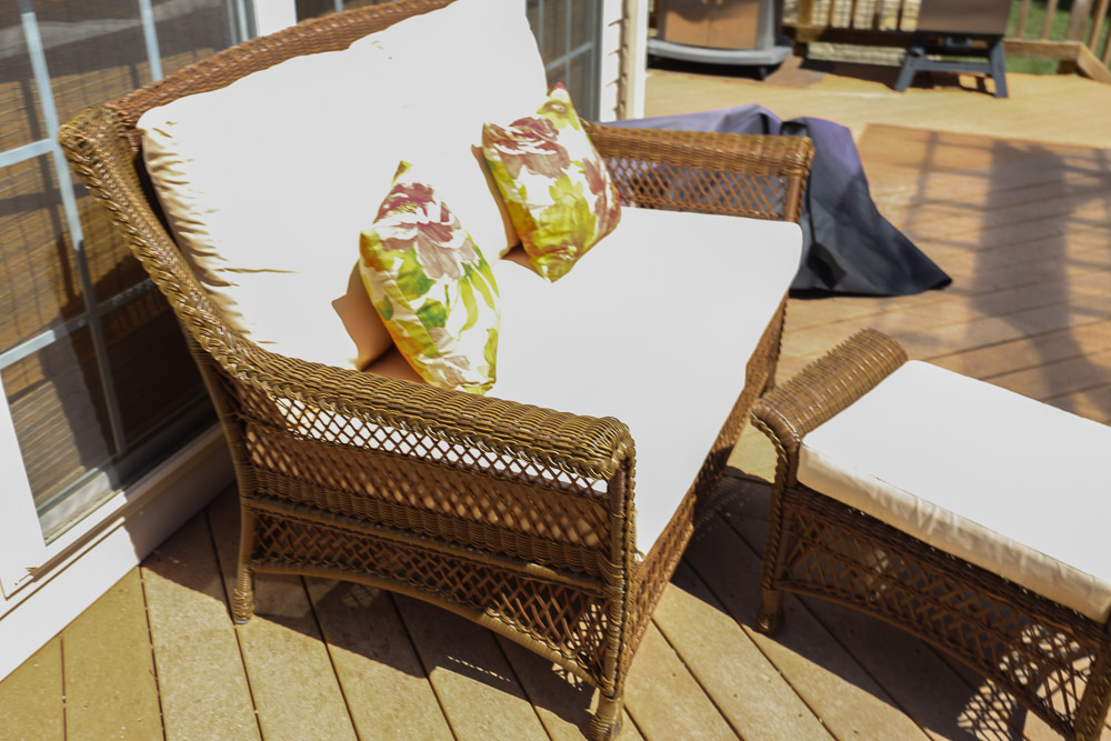Resin Wicker Loveseat with Ottoman and Accent Table