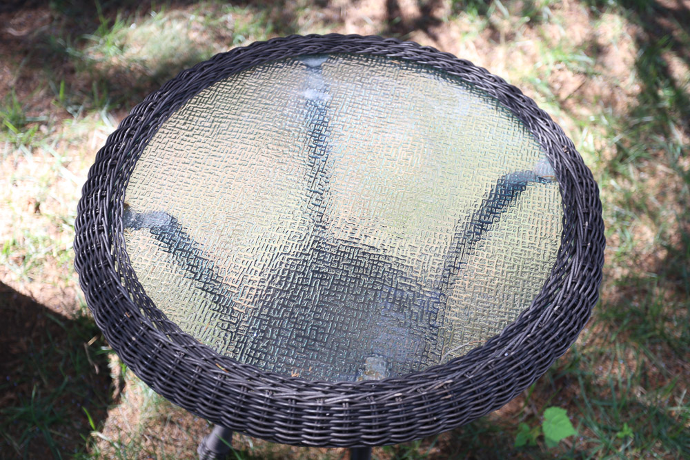 Resin Wicker Loveseat with Ottoman and Accent Table