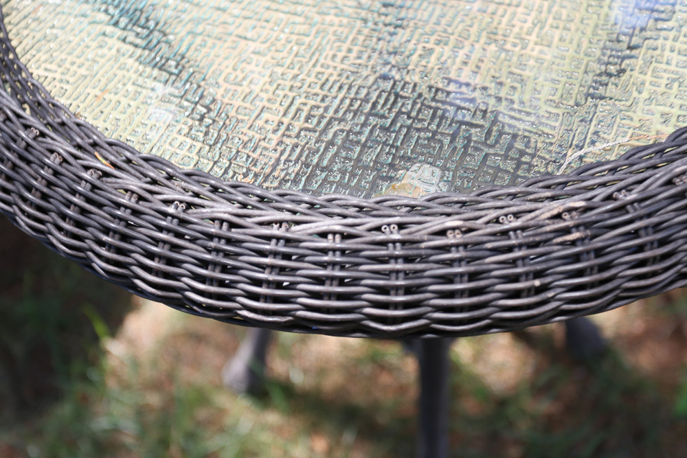 Resin Wicker Loveseat with Ottoman and Accent Table