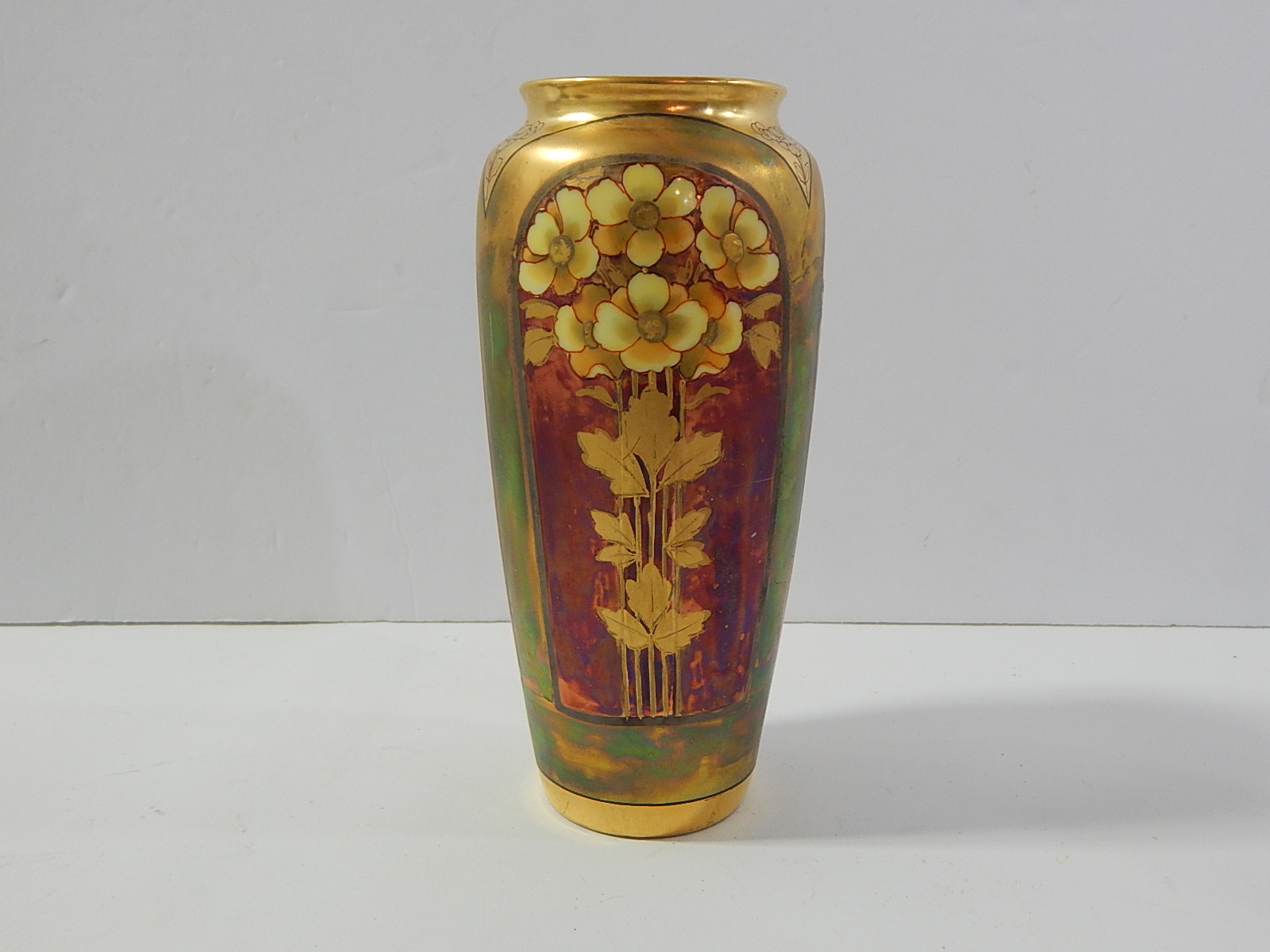 Home Decor with Cast Iron Cat, Enameled Plate, Vase, Ceramic Cat