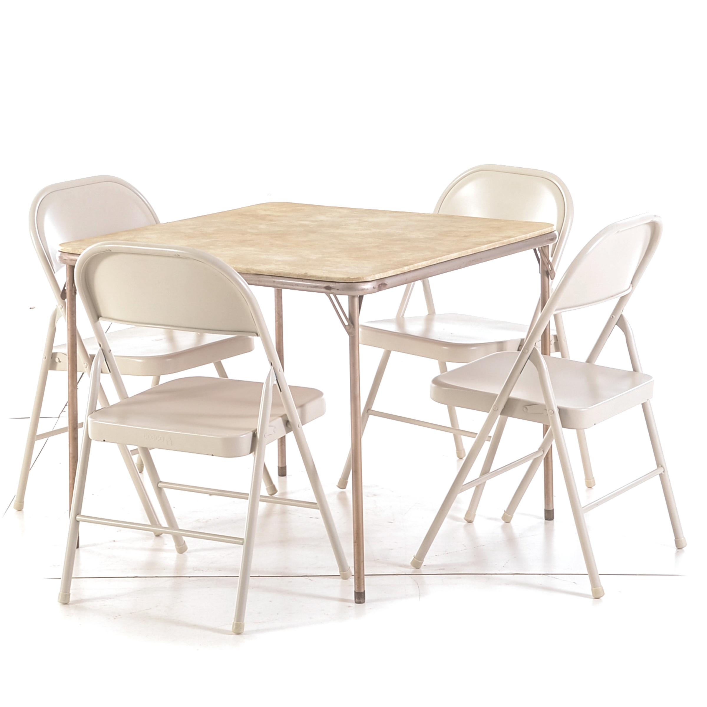 Samsonite Metal Card Table and Four Folding Chairs