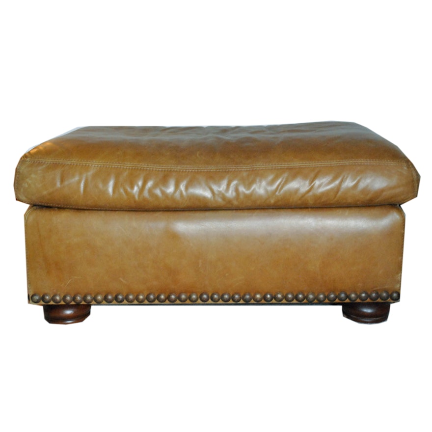 Tan Faux Leather Ottoman