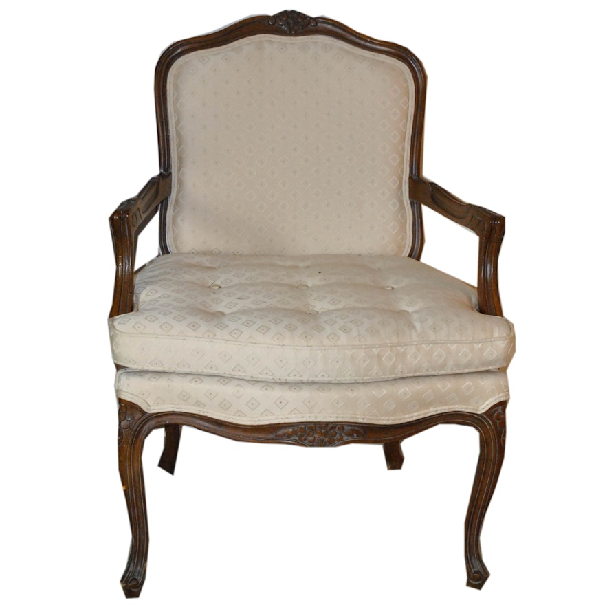 French Provincial Style Upholstered Armchair by Woodmark Originals