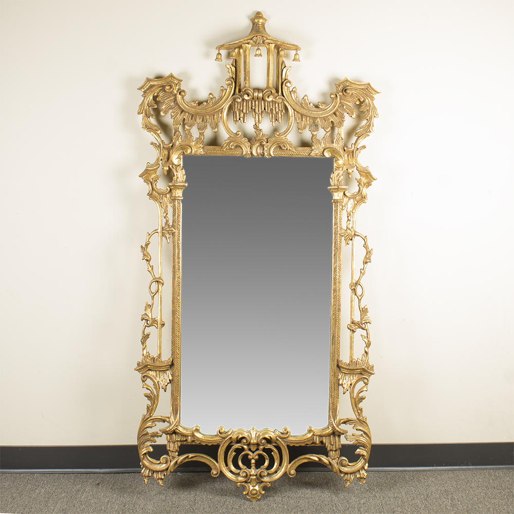 Chinese Chippendale Style Gilt Wall Mirror