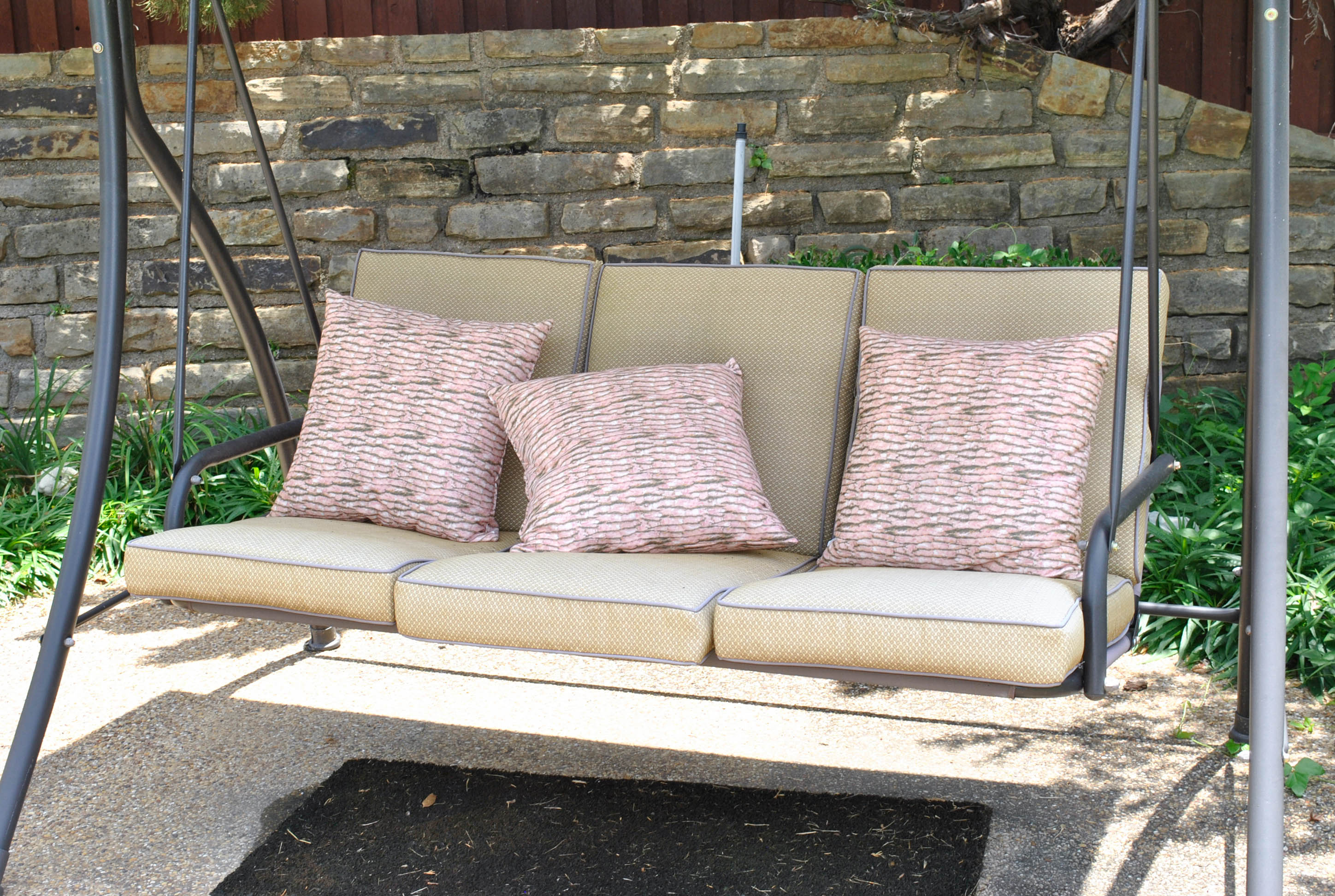 Outdoor Swinging Sofa with Canopy and Cushions