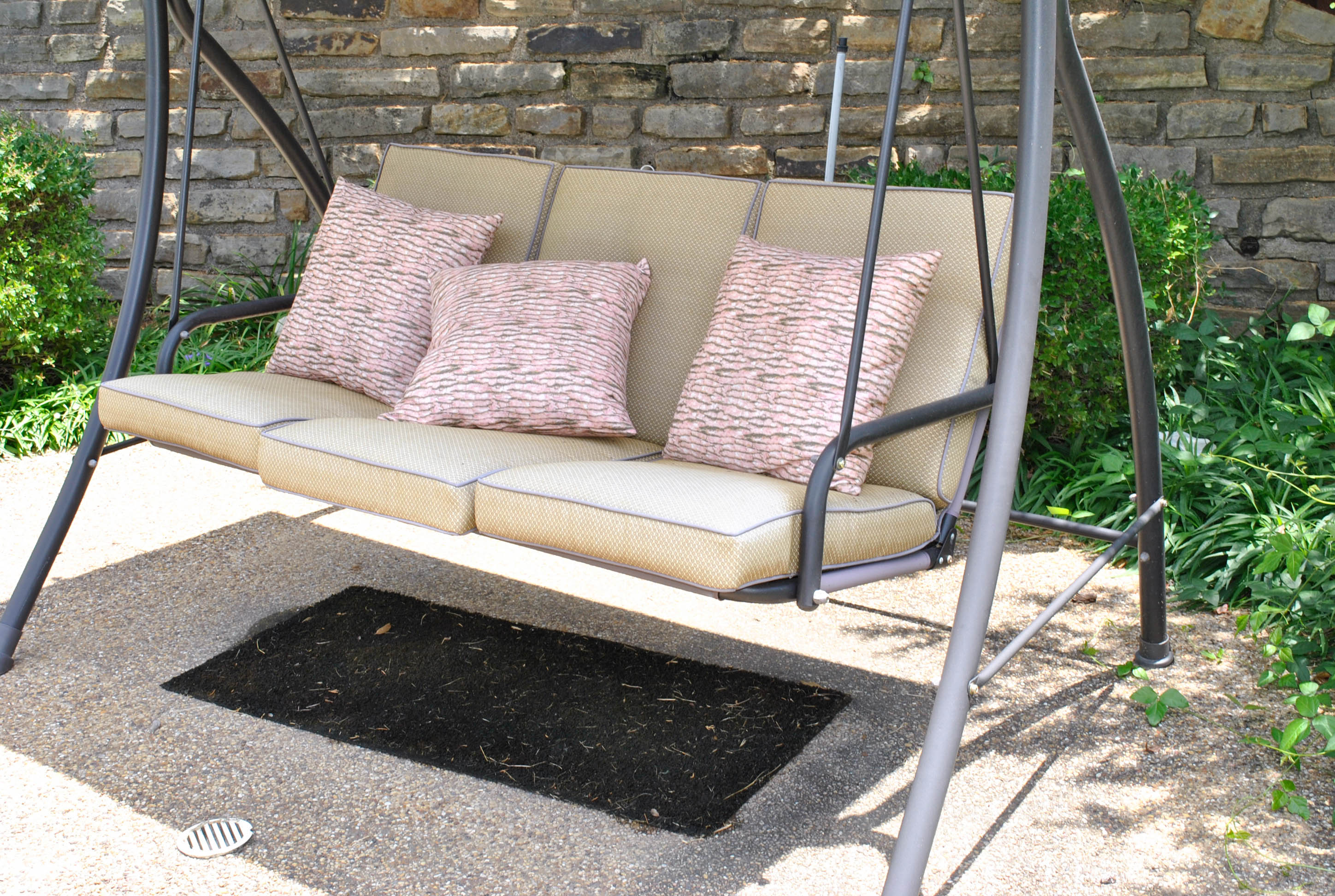 Outdoor Swinging Sofa with Canopy and Cushions