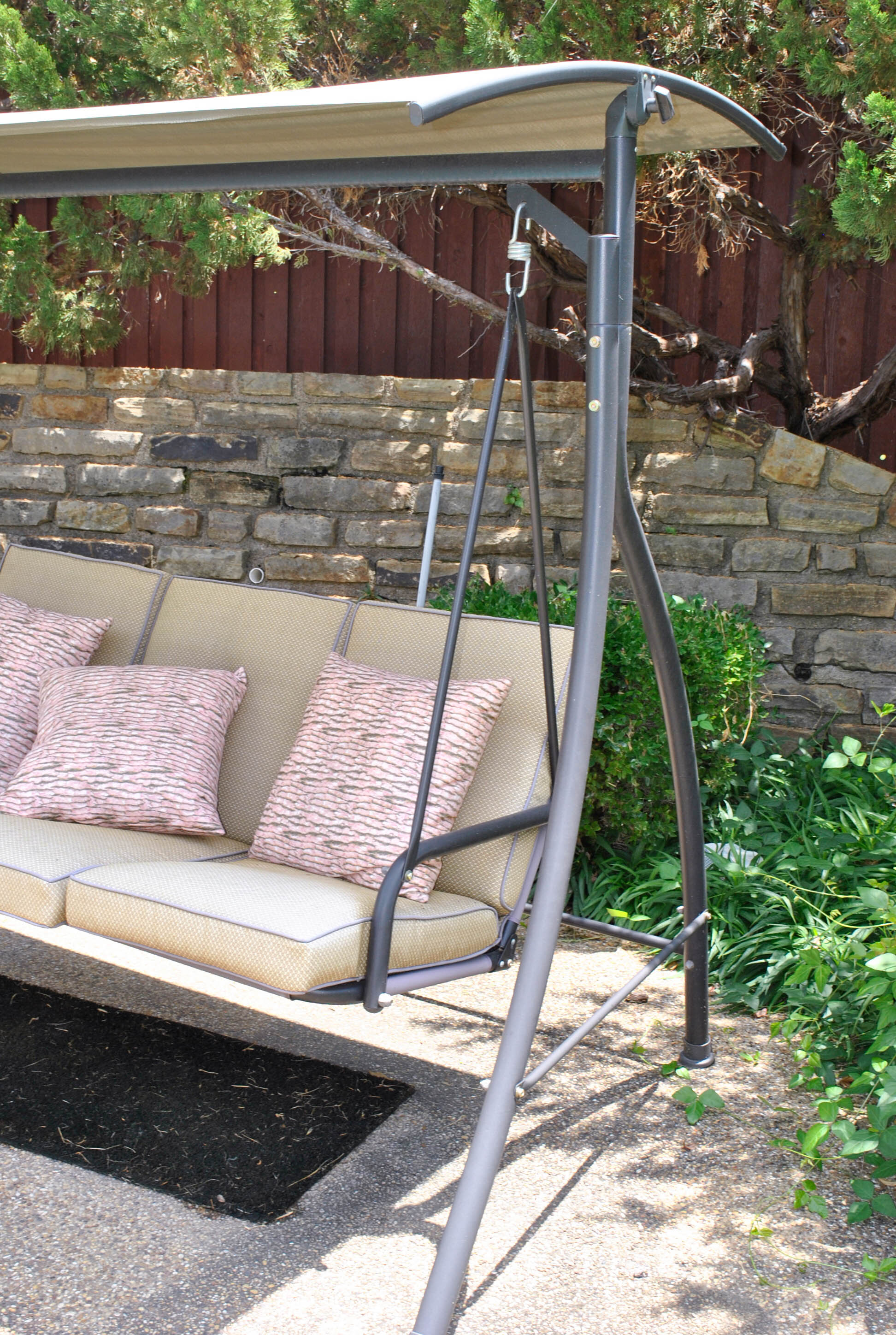 Outdoor Swinging Sofa with Canopy and Cushions