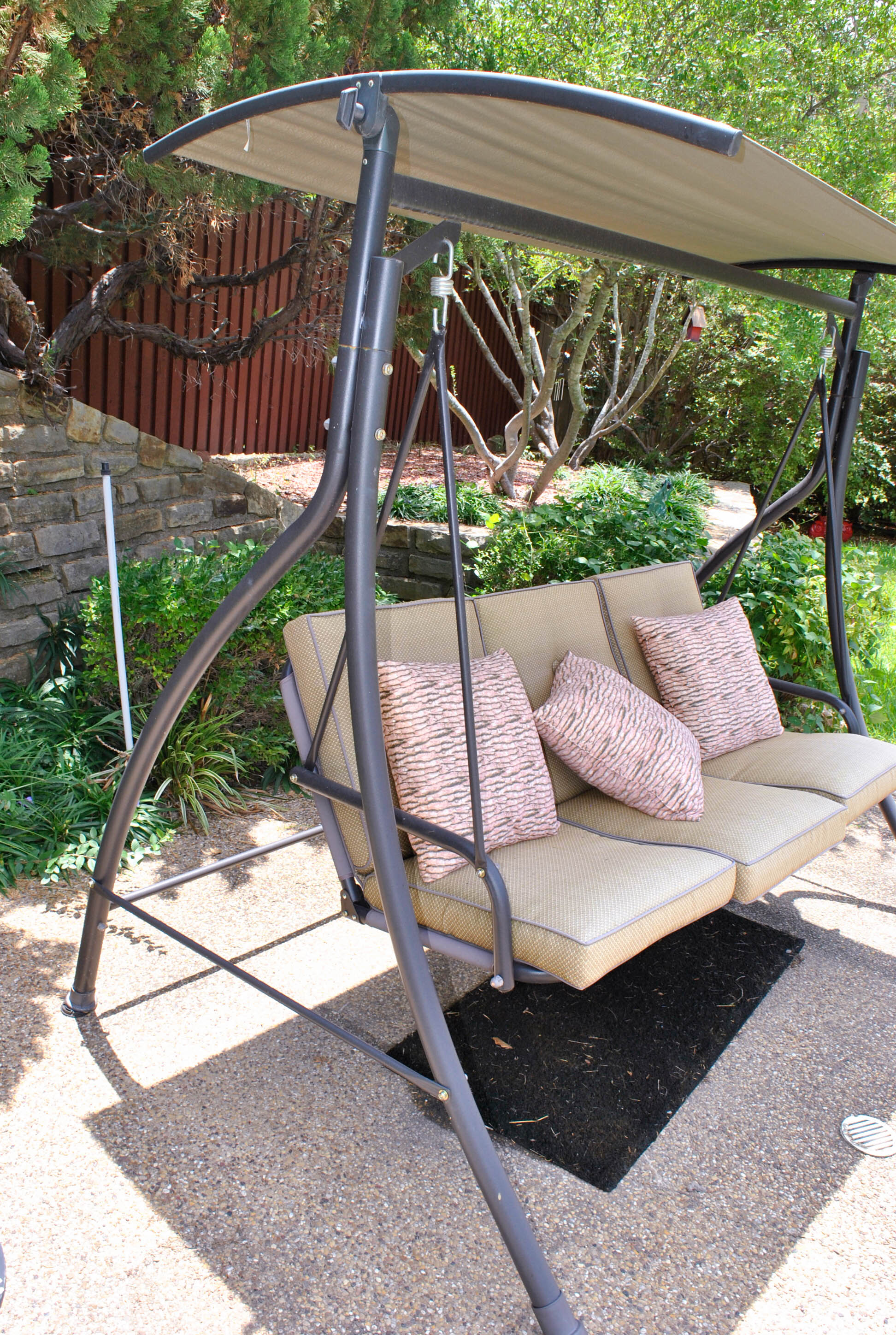 Outdoor Swinging Sofa with Canopy and Cushions