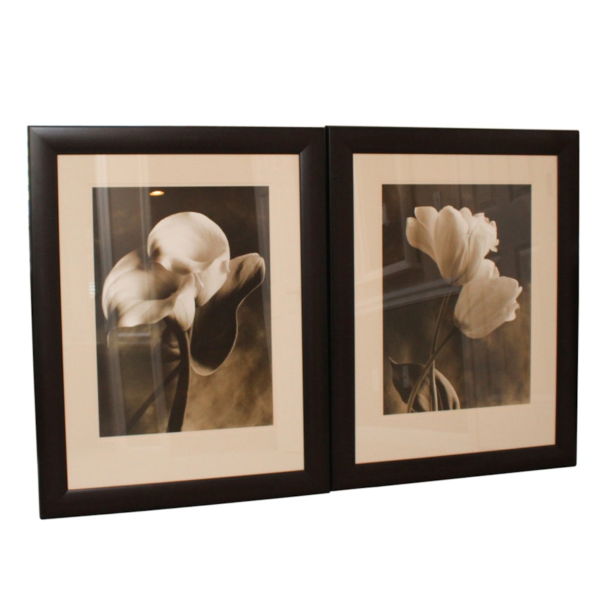 Pair of Black and White Floral Photographs