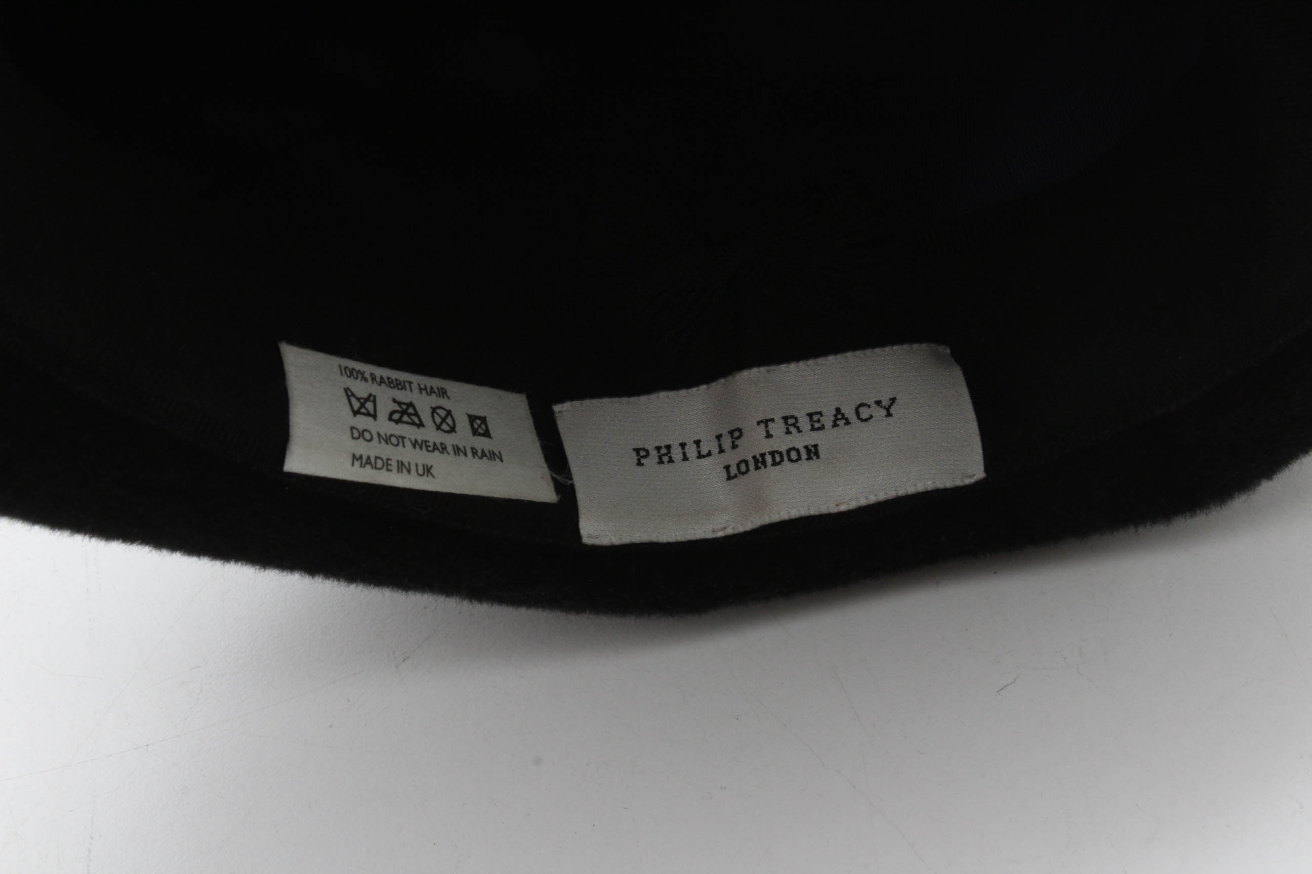 Philip Treacy London Black Rabbit Hair Felt Bucket Hat