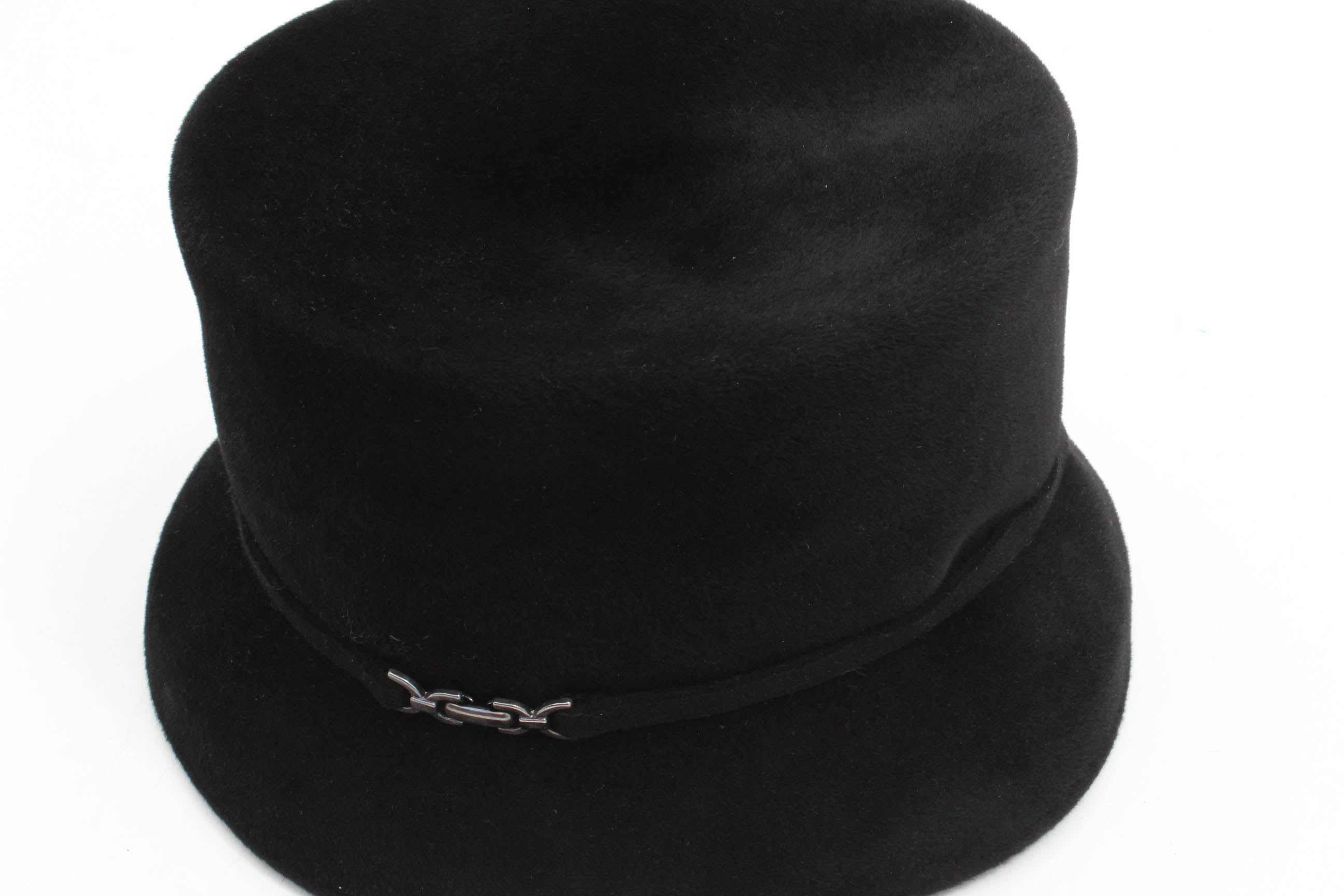 Philip Treacy London Black Rabbit Hair Felt Bucket Hat