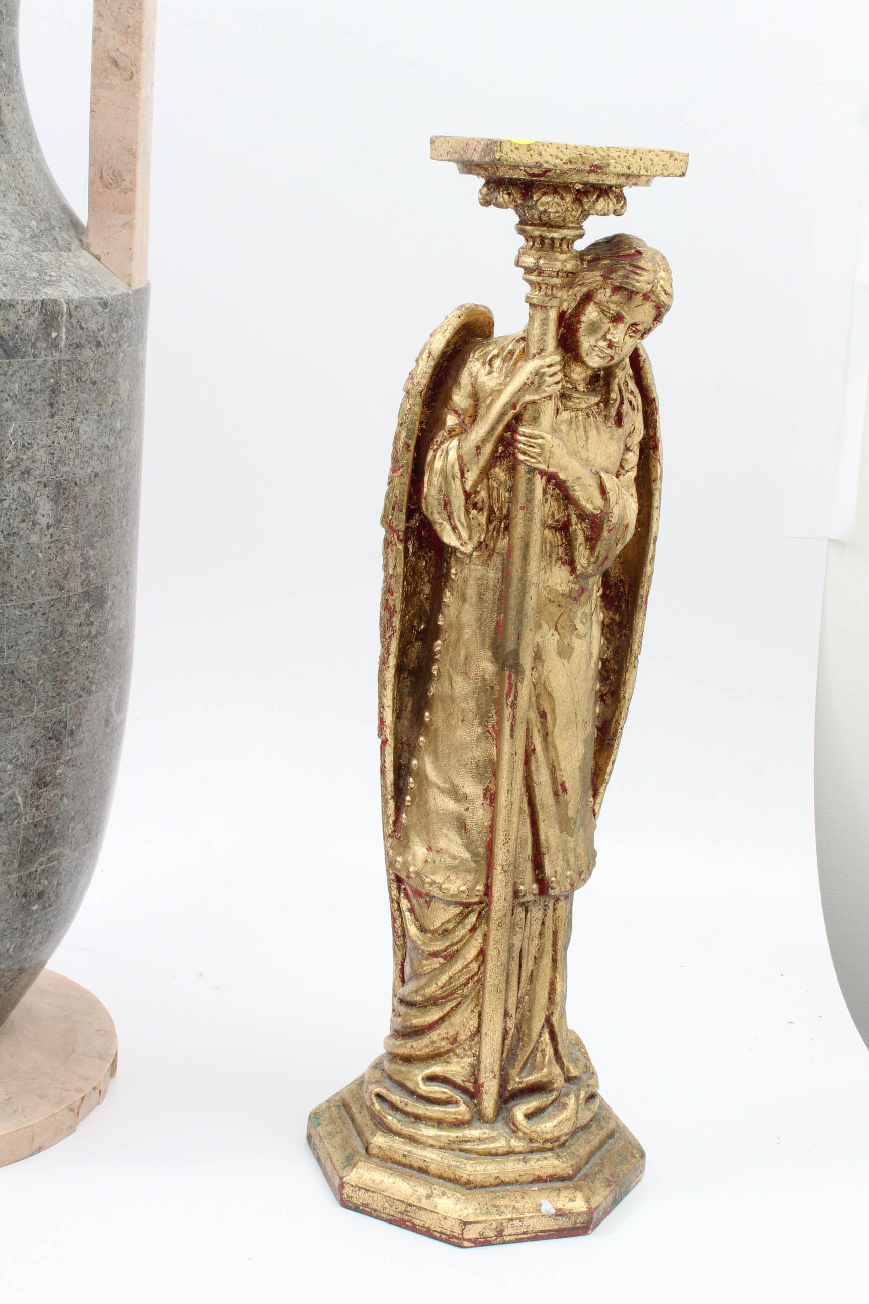 Two Decorative Travertine Urns