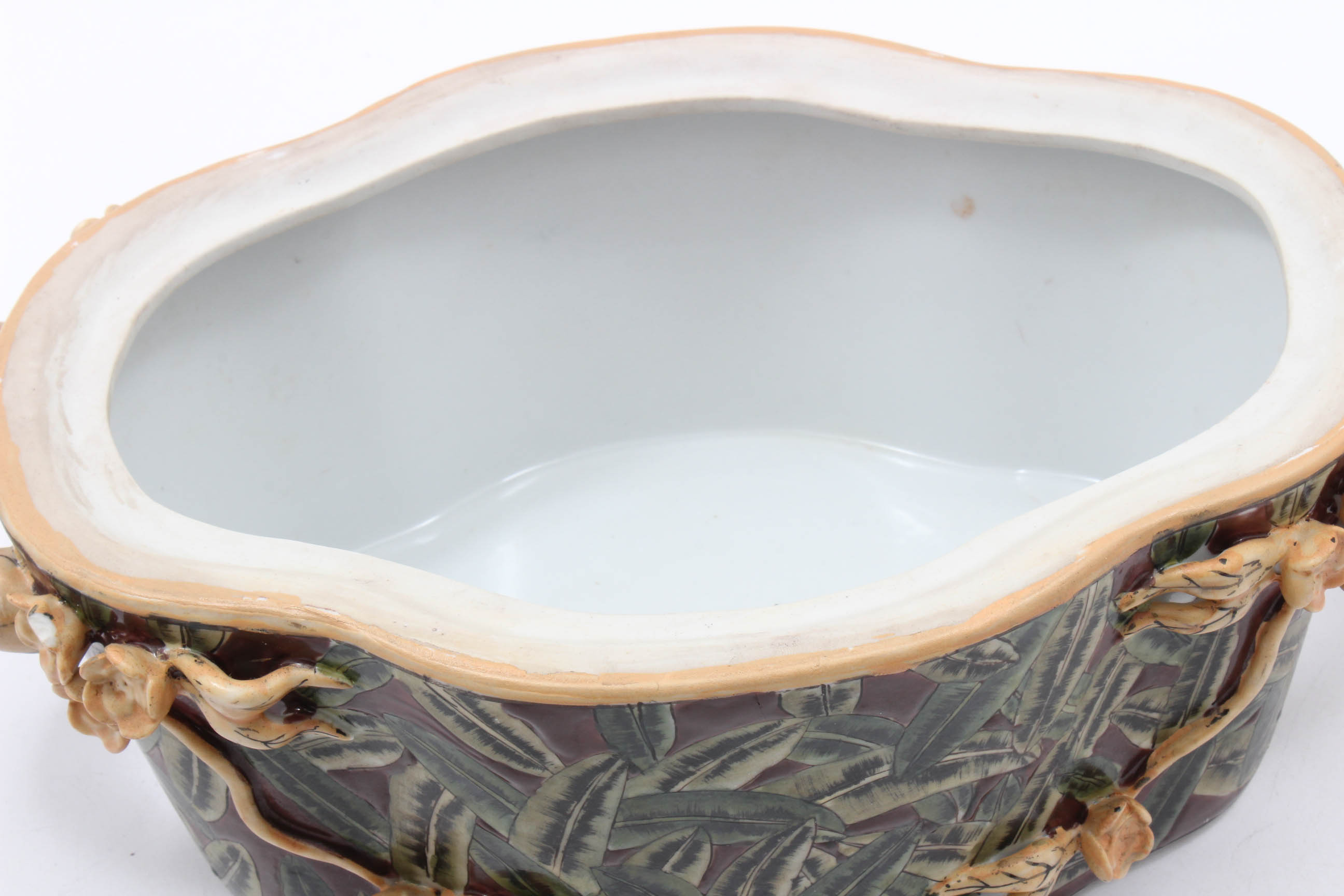 Chinese Majolica Style Decorative Ceramic Tureen