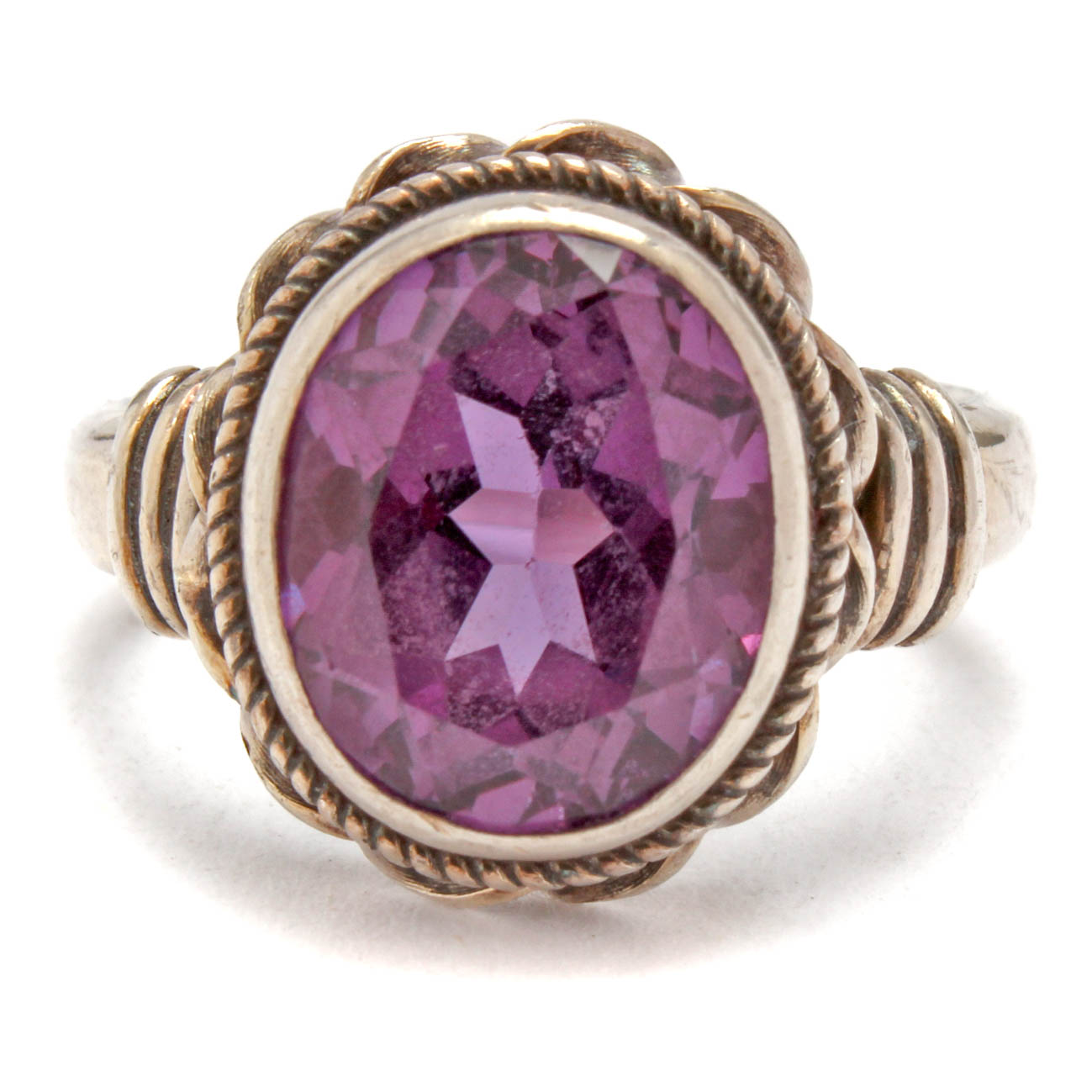 Sterling Silver Synthetic Amethyst Ring