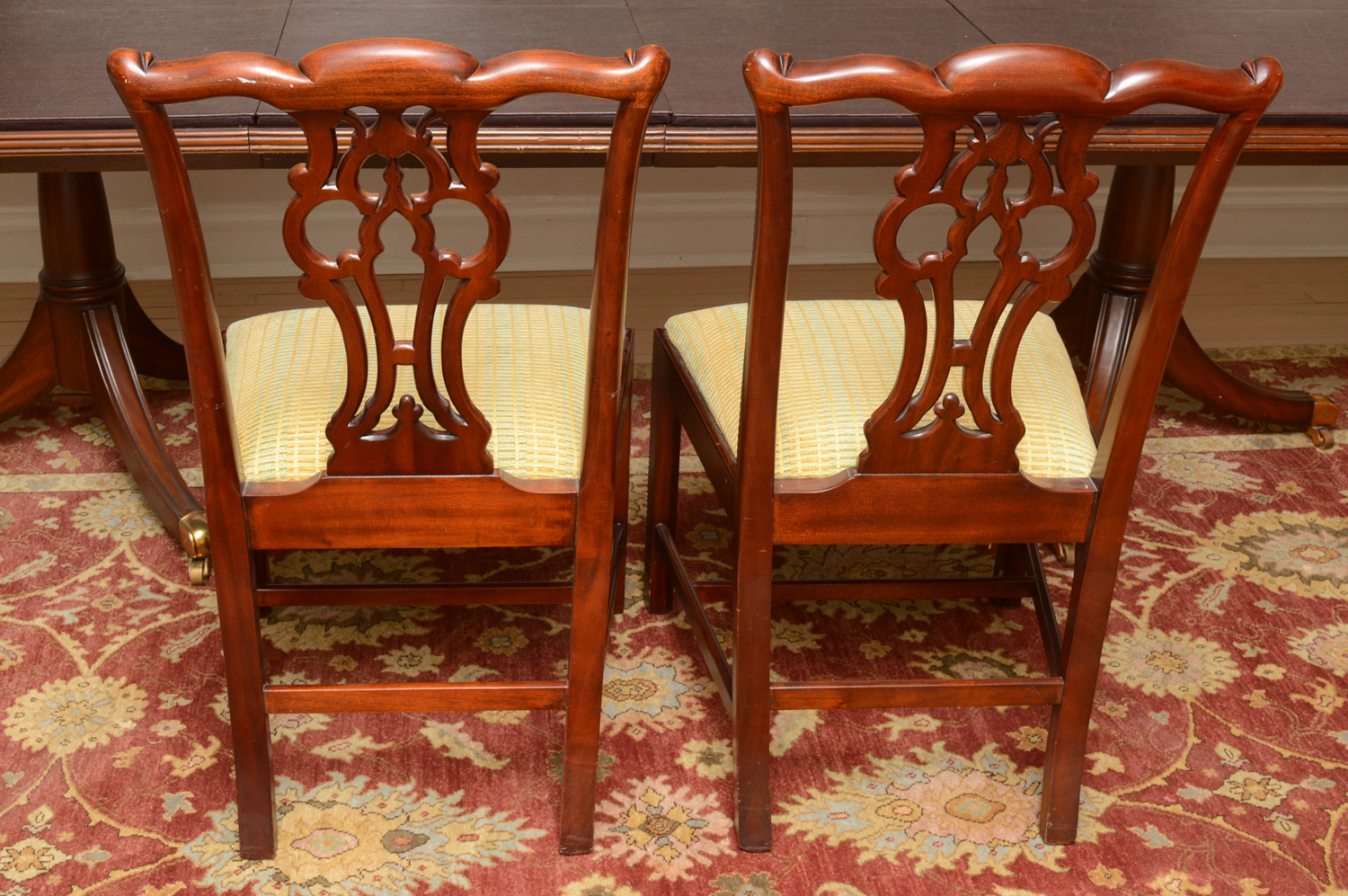 Vintage Chippendale Style Mahogany Dining Table with Chairs by Maitland-Smith