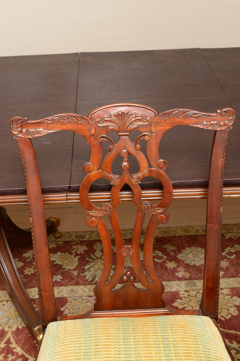 Vintage Chippendale Style Mahogany Dining Table with Chairs by Maitland-Smith