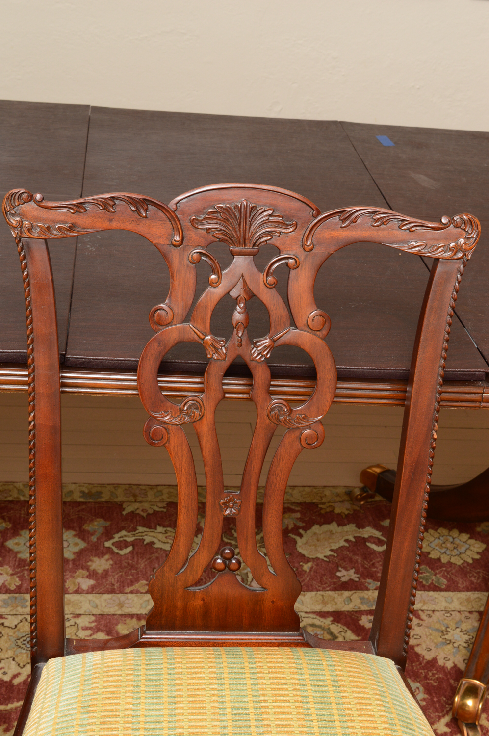 Vintage Chippendale Style Mahogany Dining Table with Chairs by Maitland-Smith
