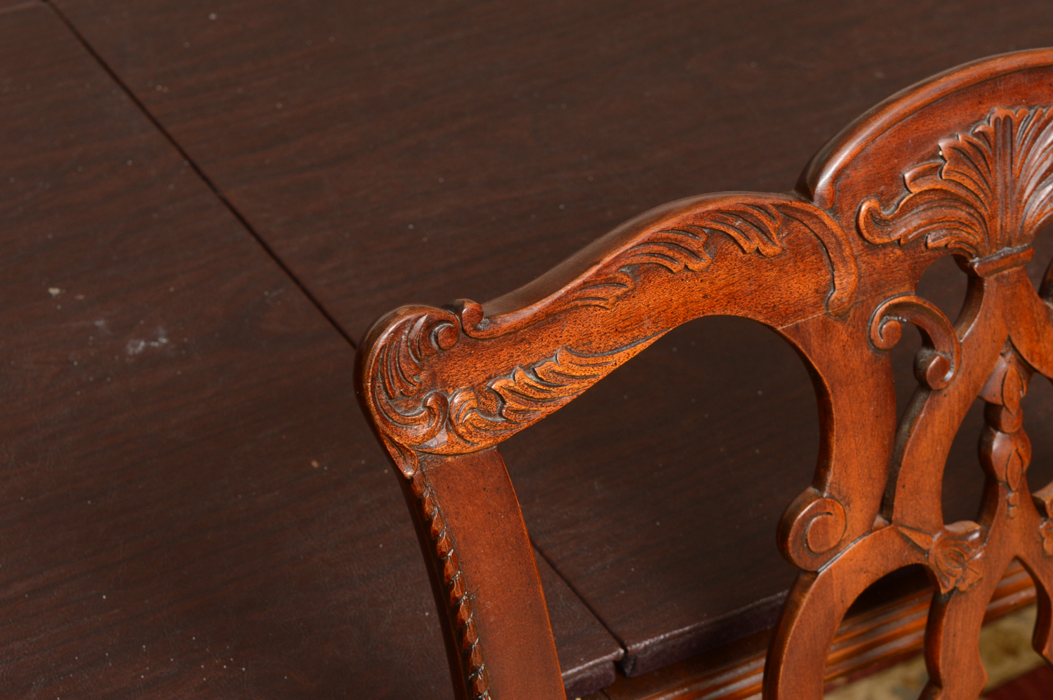 Vintage Chippendale Style Mahogany Dining Table with Chairs by Maitland-Smith