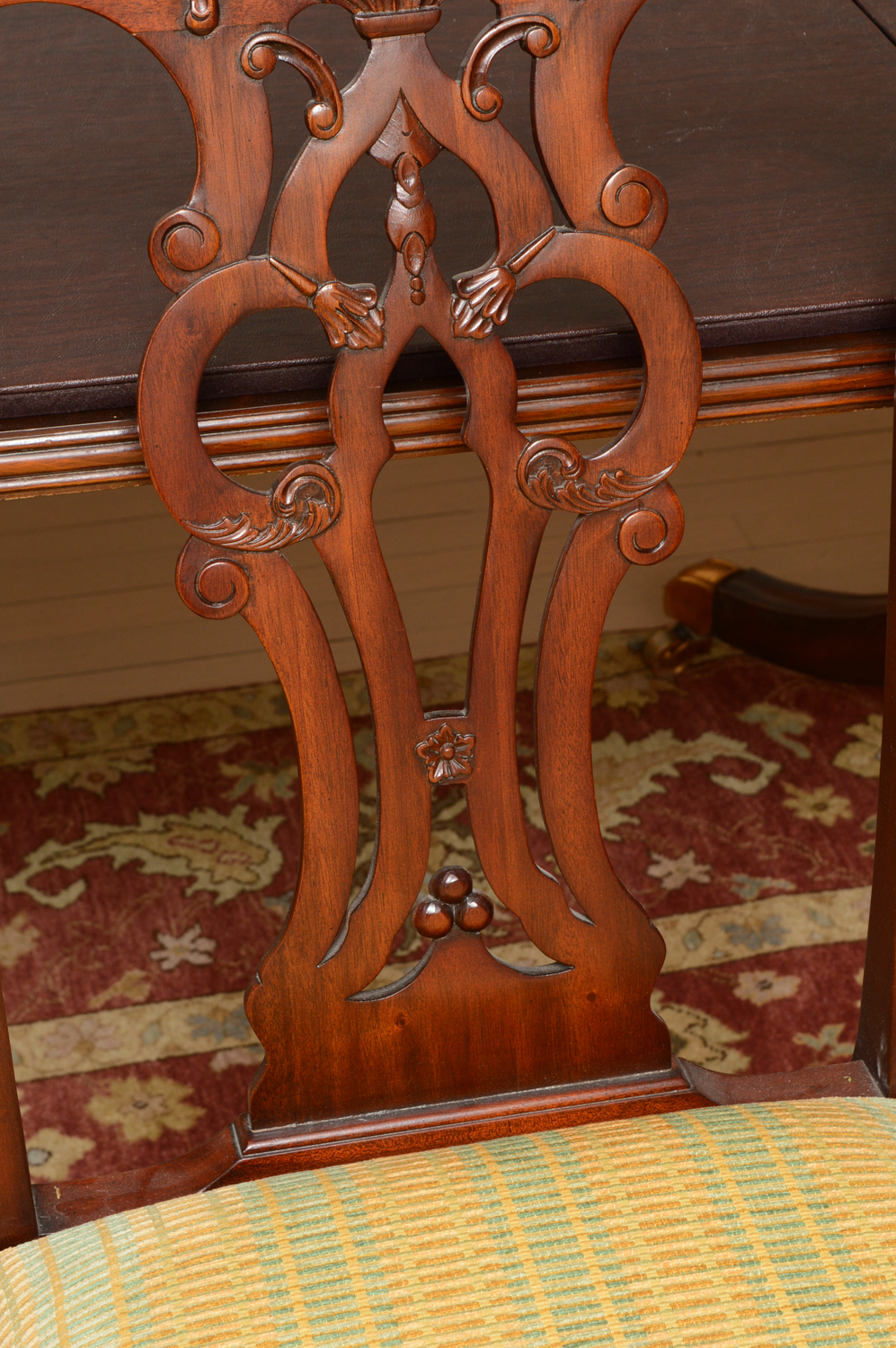 Vintage Chippendale Style Mahogany Dining Table with Chairs by Maitland-Smith