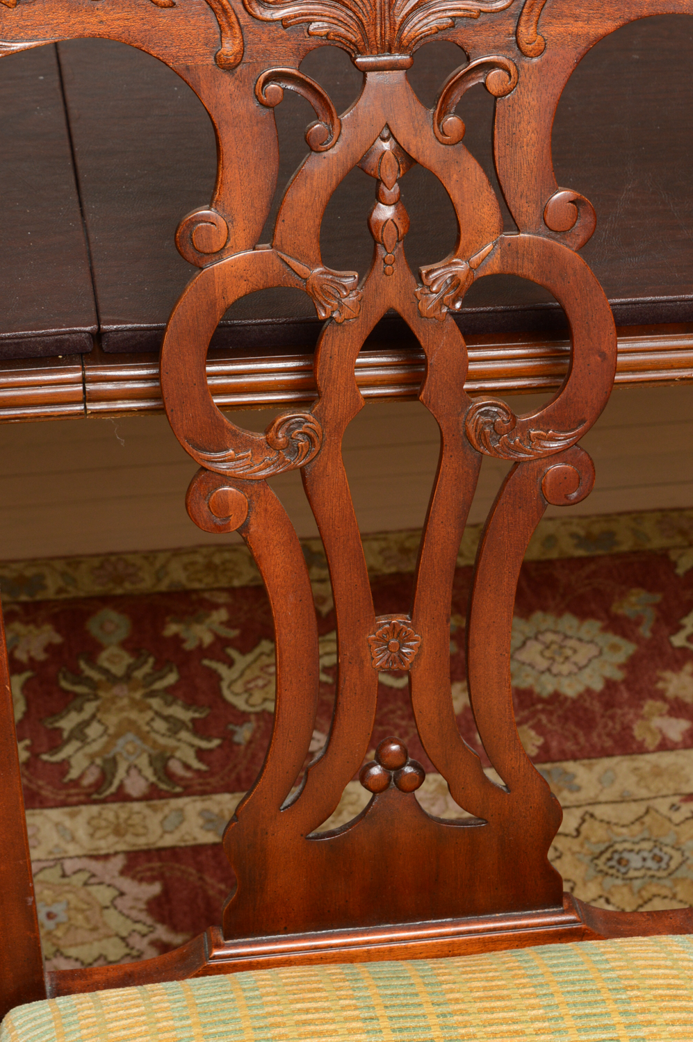 Vintage Chippendale Style Mahogany Dining Table with Chairs by Maitland-Smith