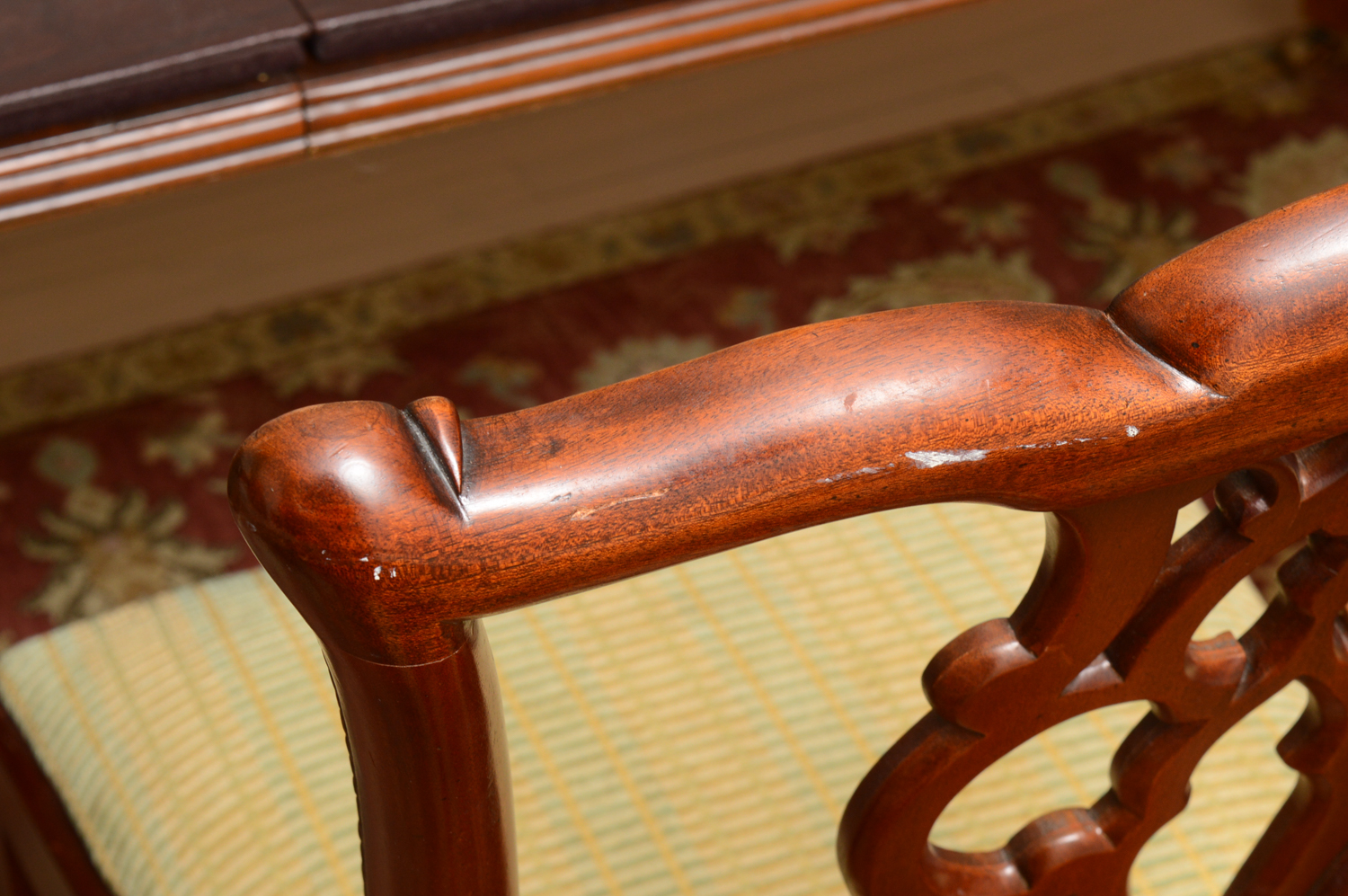 Vintage Chippendale Style Mahogany Dining Table with Chairs by Maitland-Smith