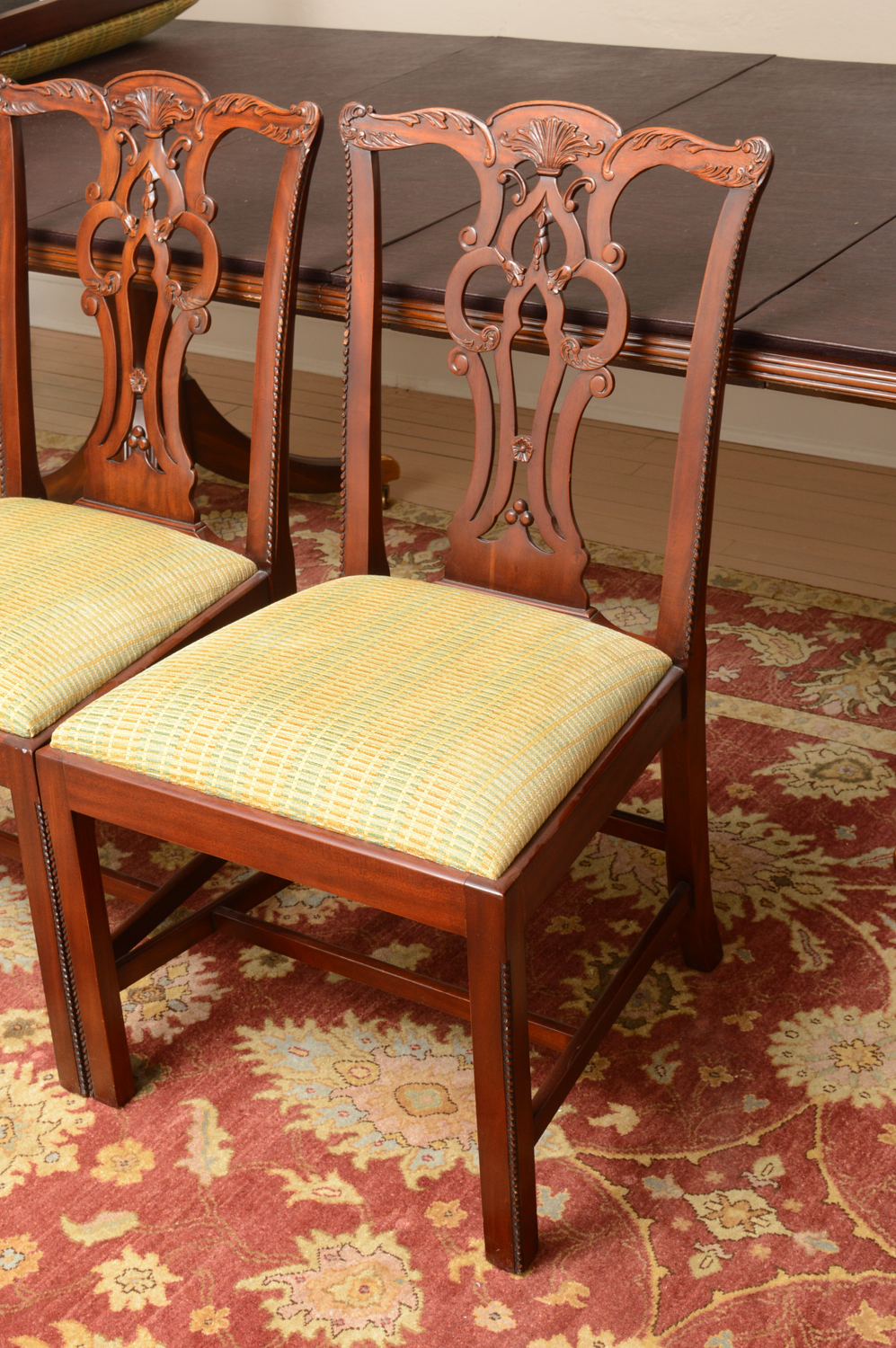 Vintage Chippendale Style Mahogany Dining Table with Chairs by Maitland-Smith