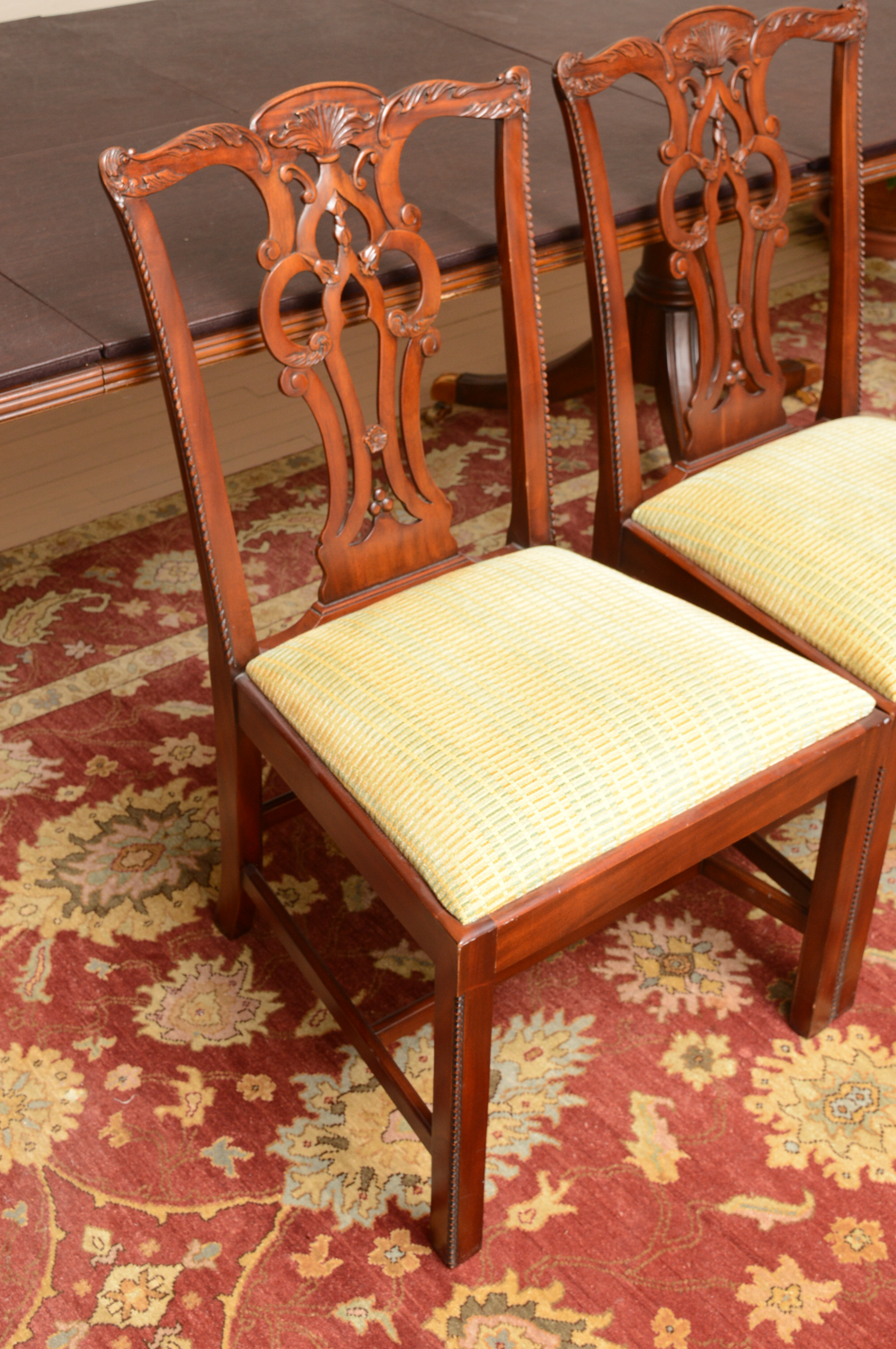 Vintage Chippendale Style Mahogany Dining Table with Chairs by Maitland-Smith