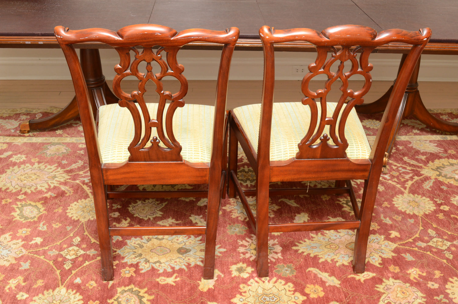 Vintage Chippendale Style Mahogany Dining Table with Chairs by Maitland-Smith