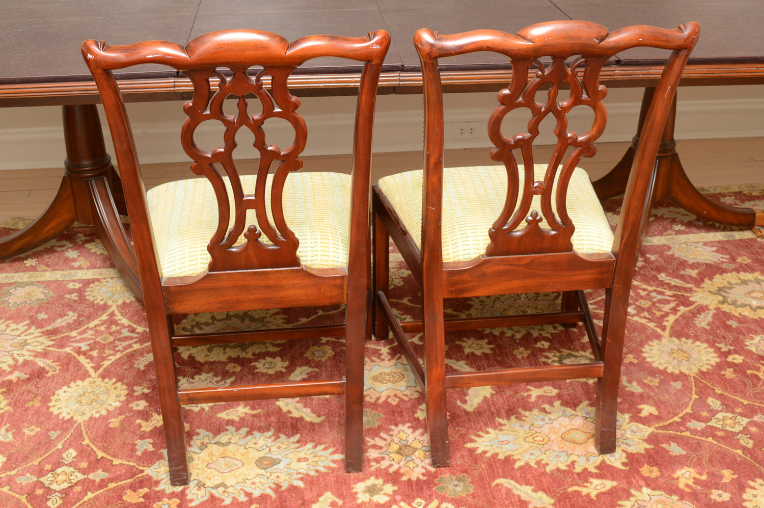Vintage Chippendale Style Mahogany Dining Table with Chairs by Maitland-Smith