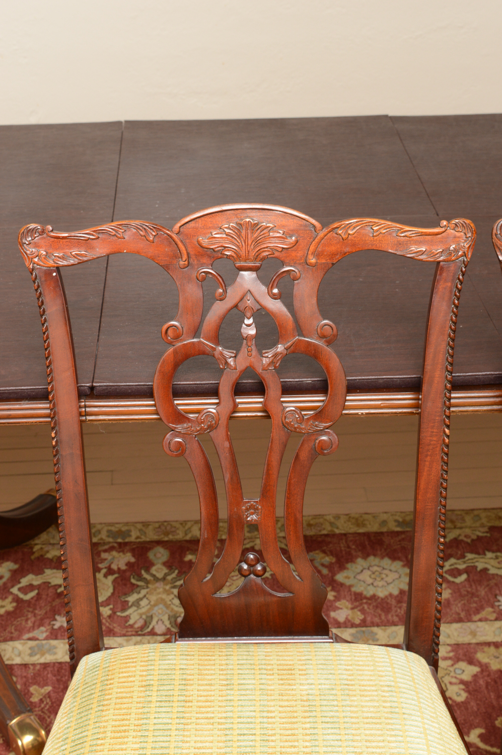 Vintage Chippendale Style Mahogany Dining Table with Chairs by Maitland-Smith