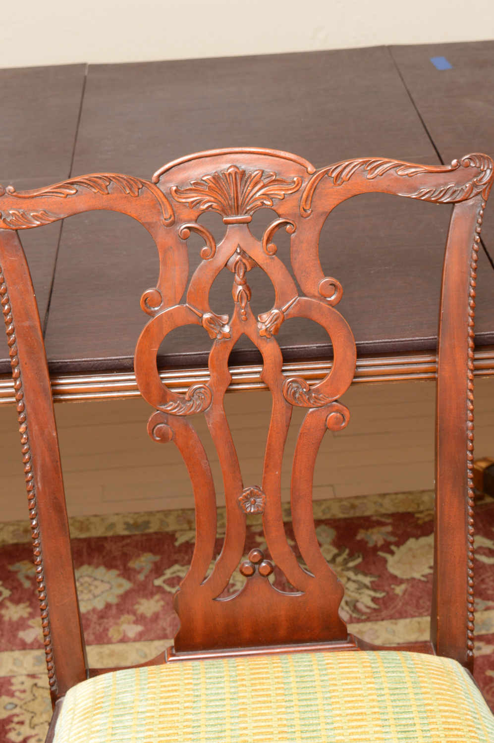 Vintage Chippendale Style Mahogany Dining Table with Chairs by Maitland-Smith