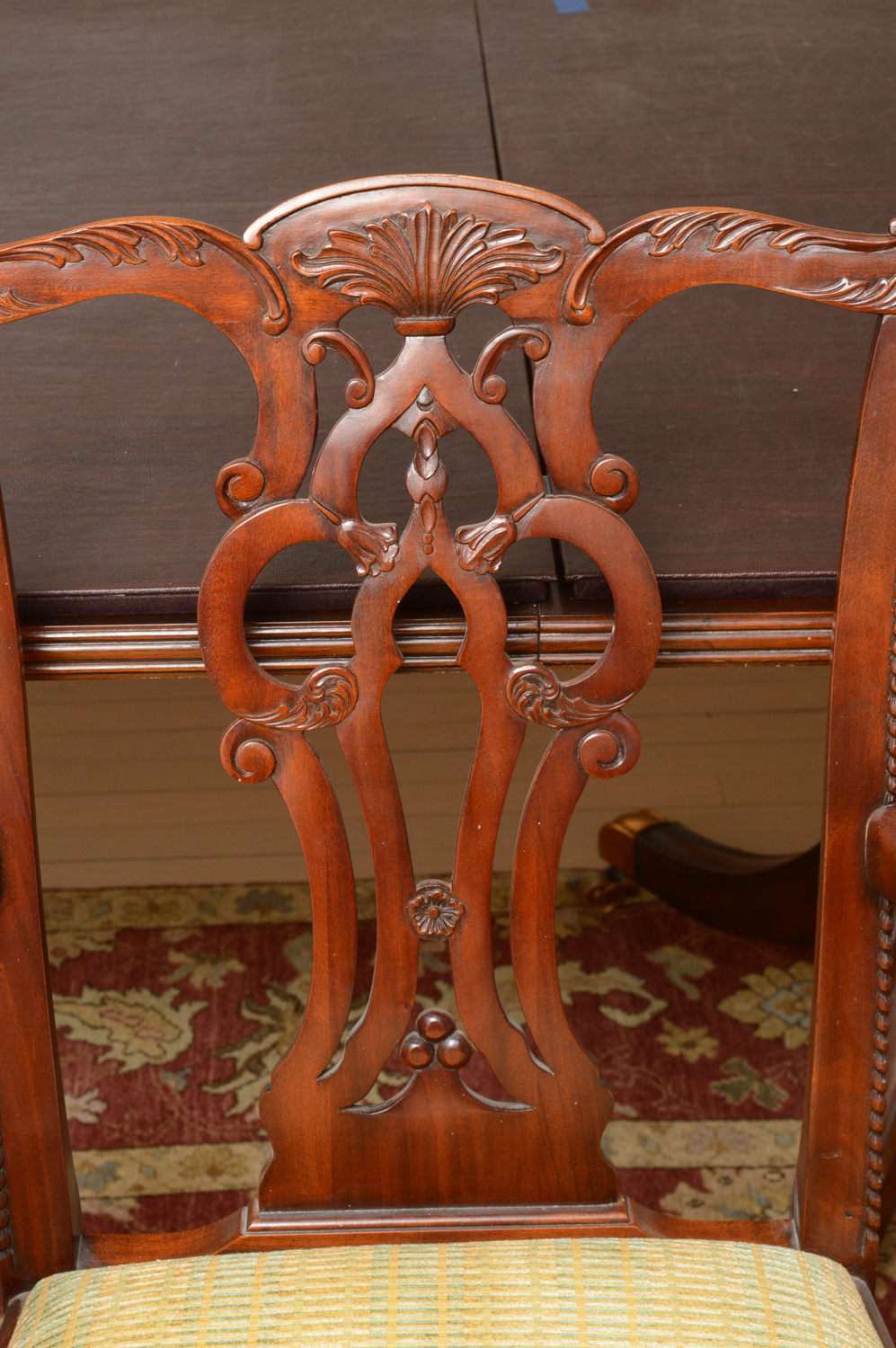 Vintage Chippendale Style Mahogany Dining Table with Chairs by Maitland-Smith