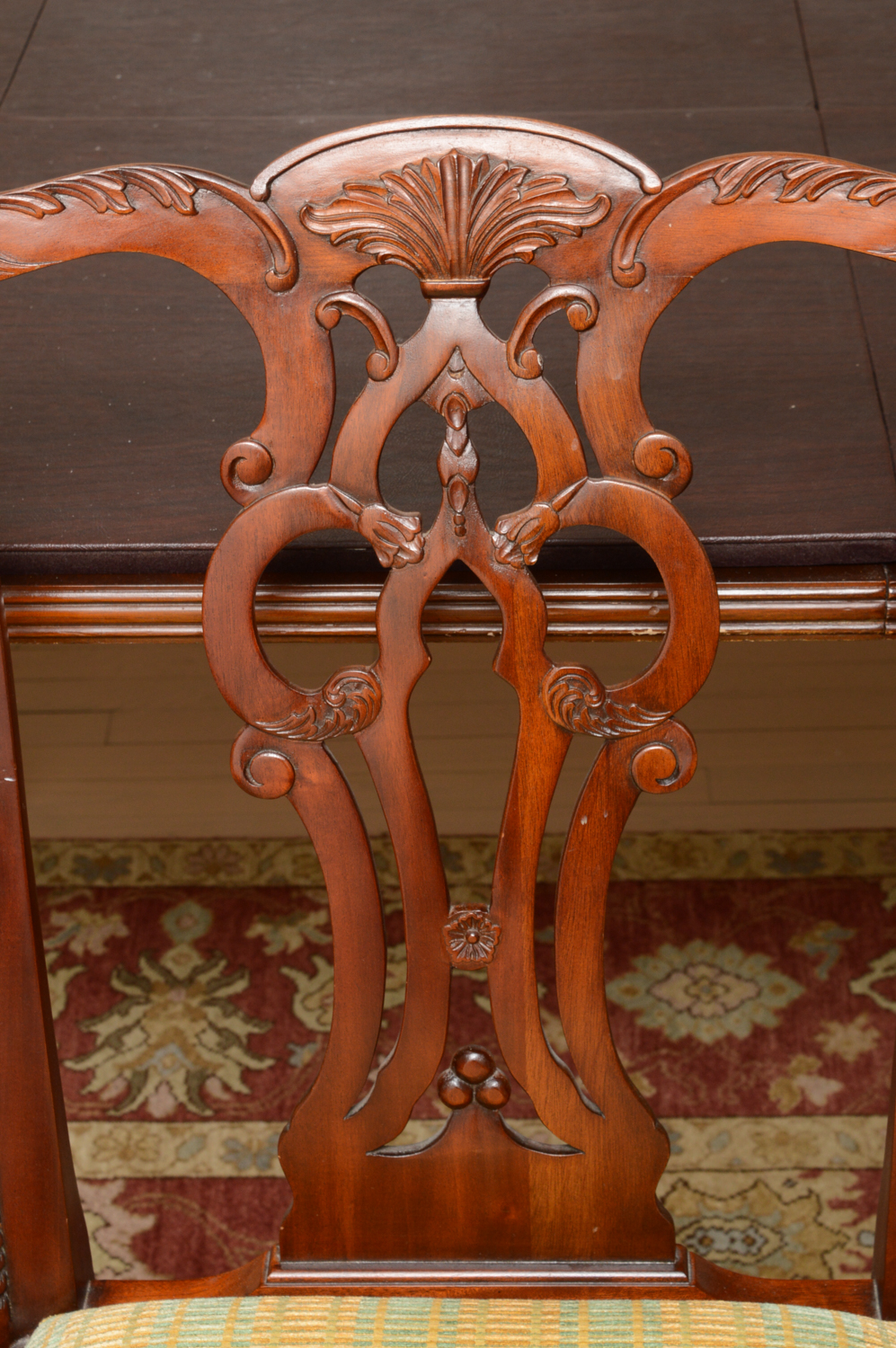 Vintage Chippendale Style Mahogany Dining Table with Chairs by Maitland-Smith